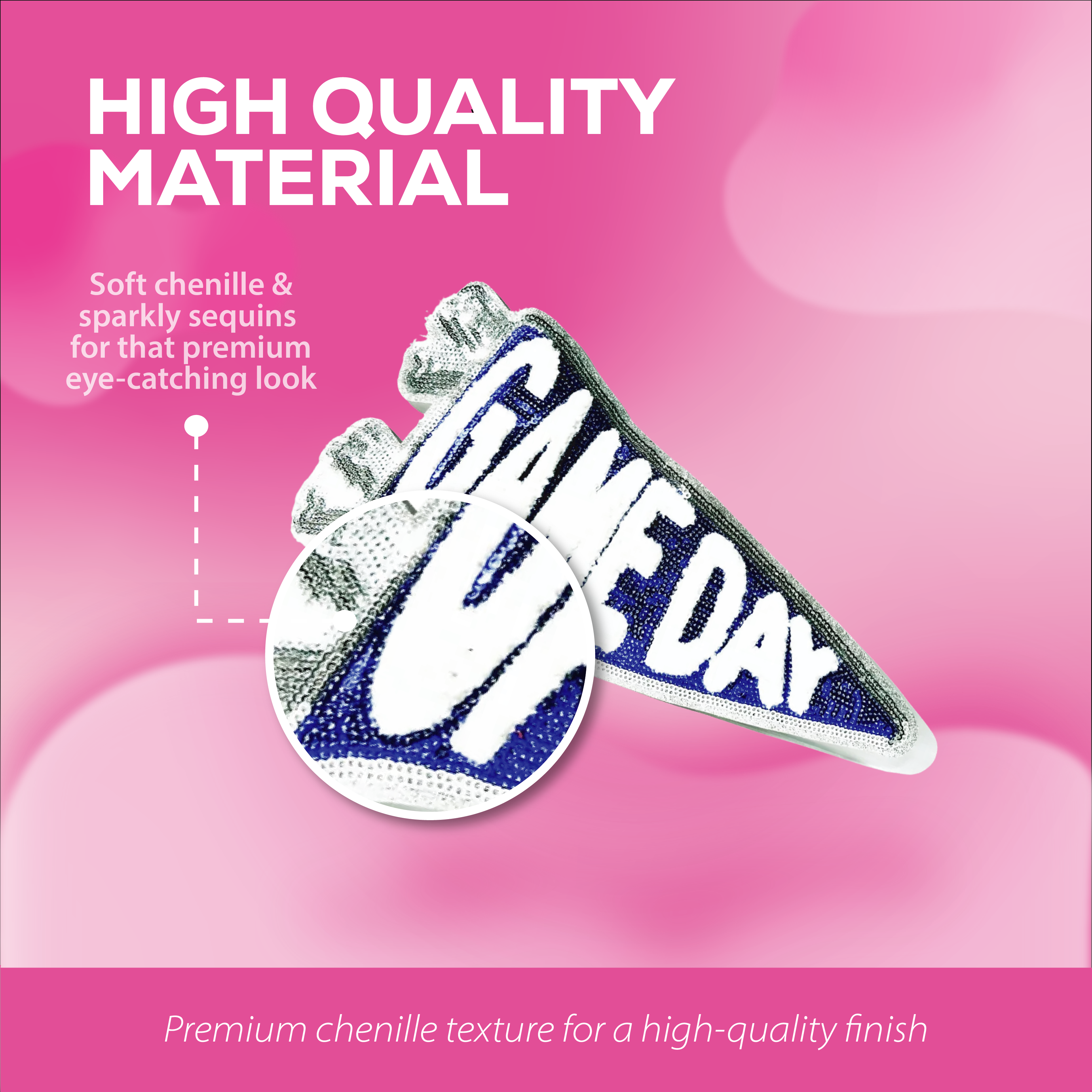 Game Day Chenille Patch – Blue & Silver Sequin Spirit!