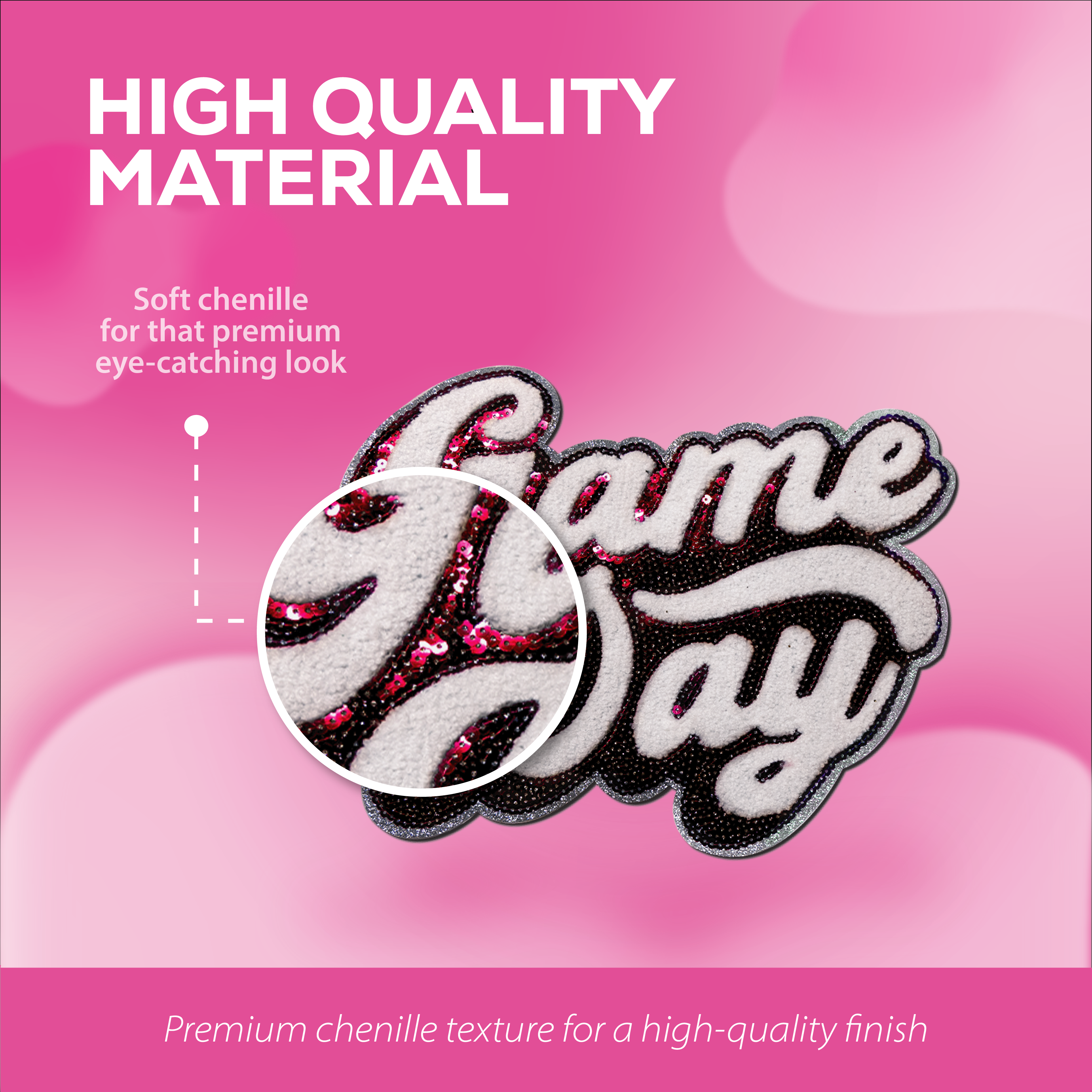 Pink "Game Day" Chenille Patch