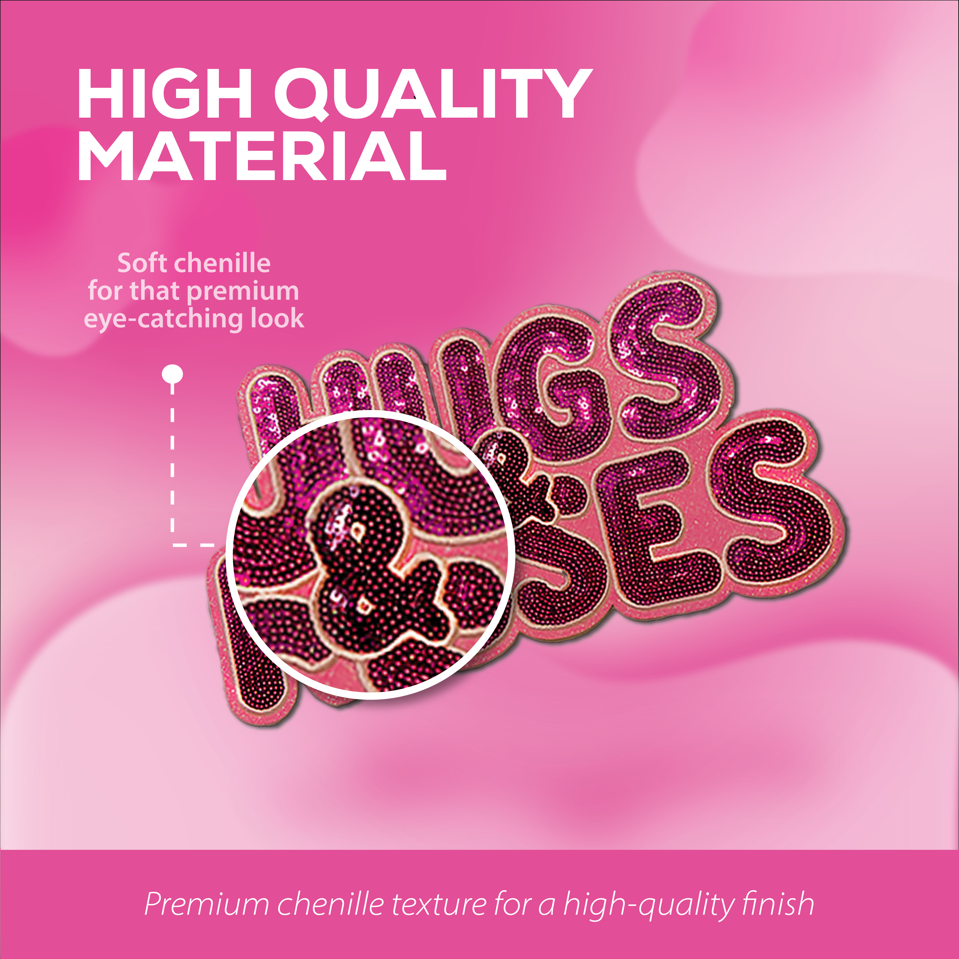 Pink "Hugs & Kisses" Chenille Patch