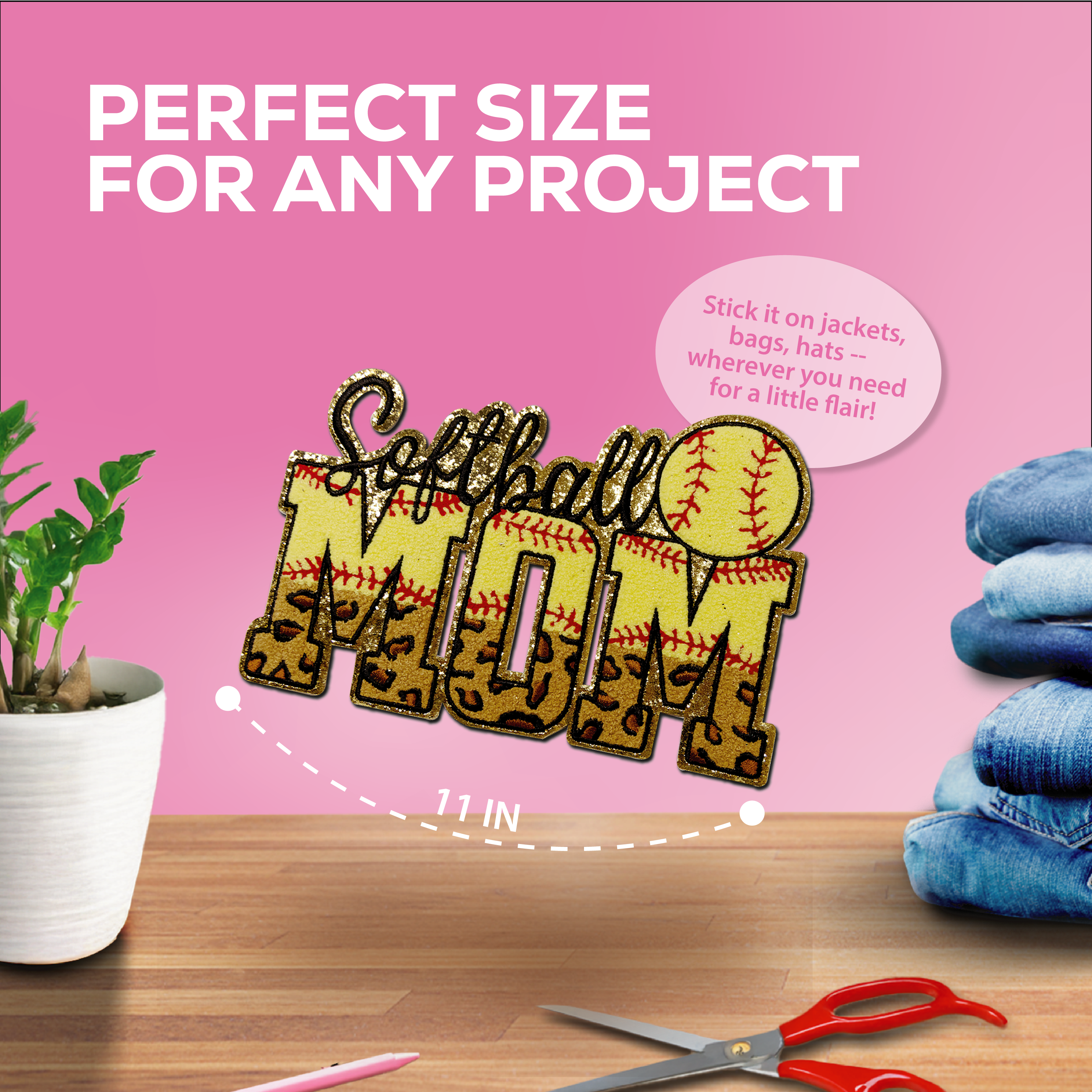 "Softball Mom" Chenille Patch