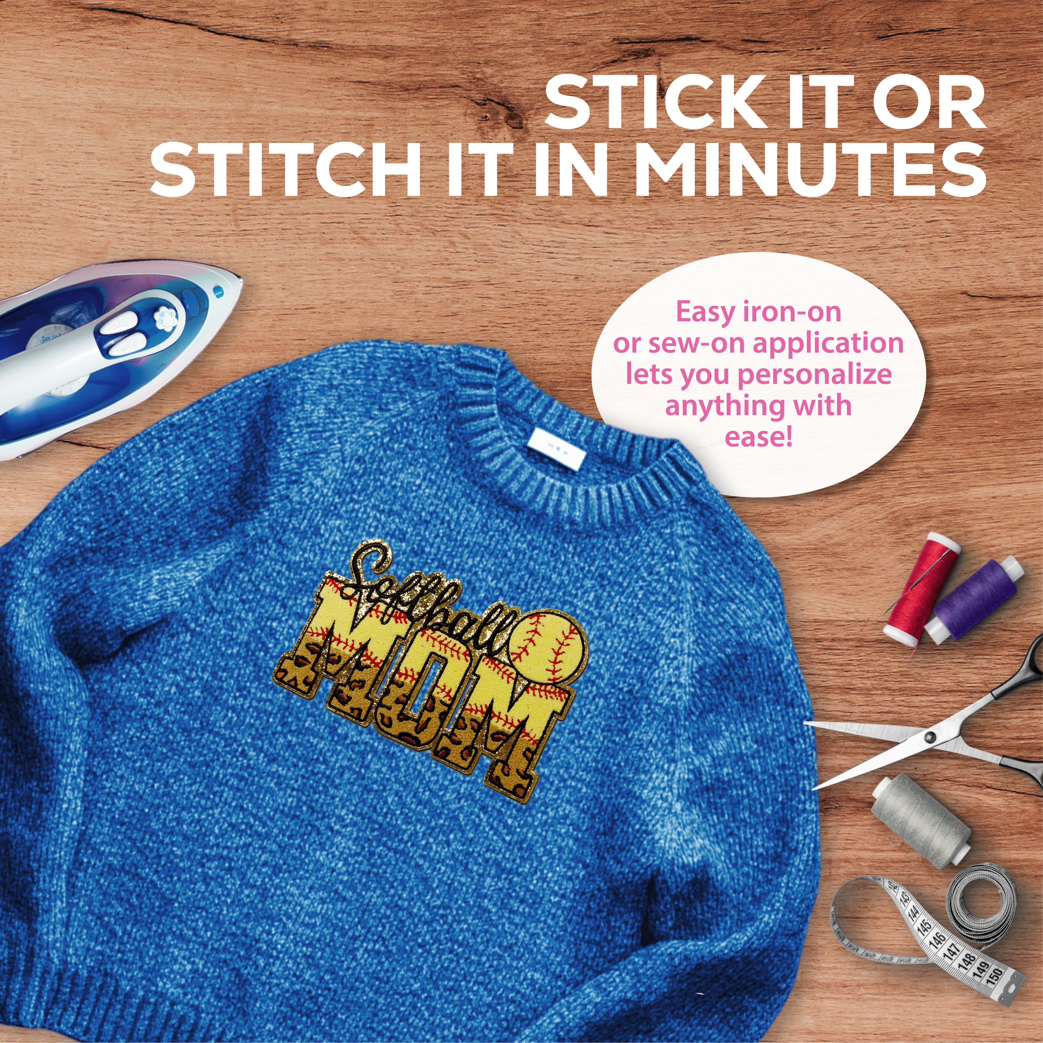 "Softball Mom" Chenille Patch