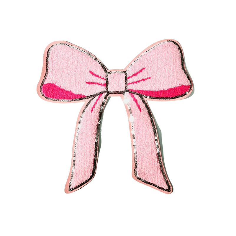 Pink Chenille Bow Patch