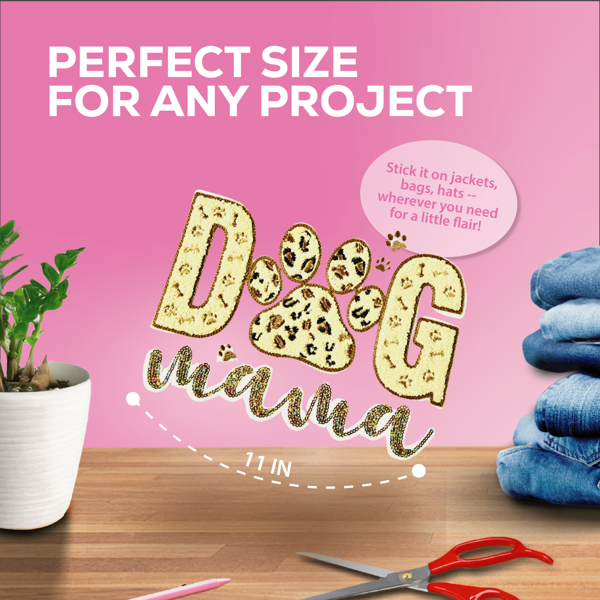 Dog Mama Chenille Patch - Rolled Up Printing