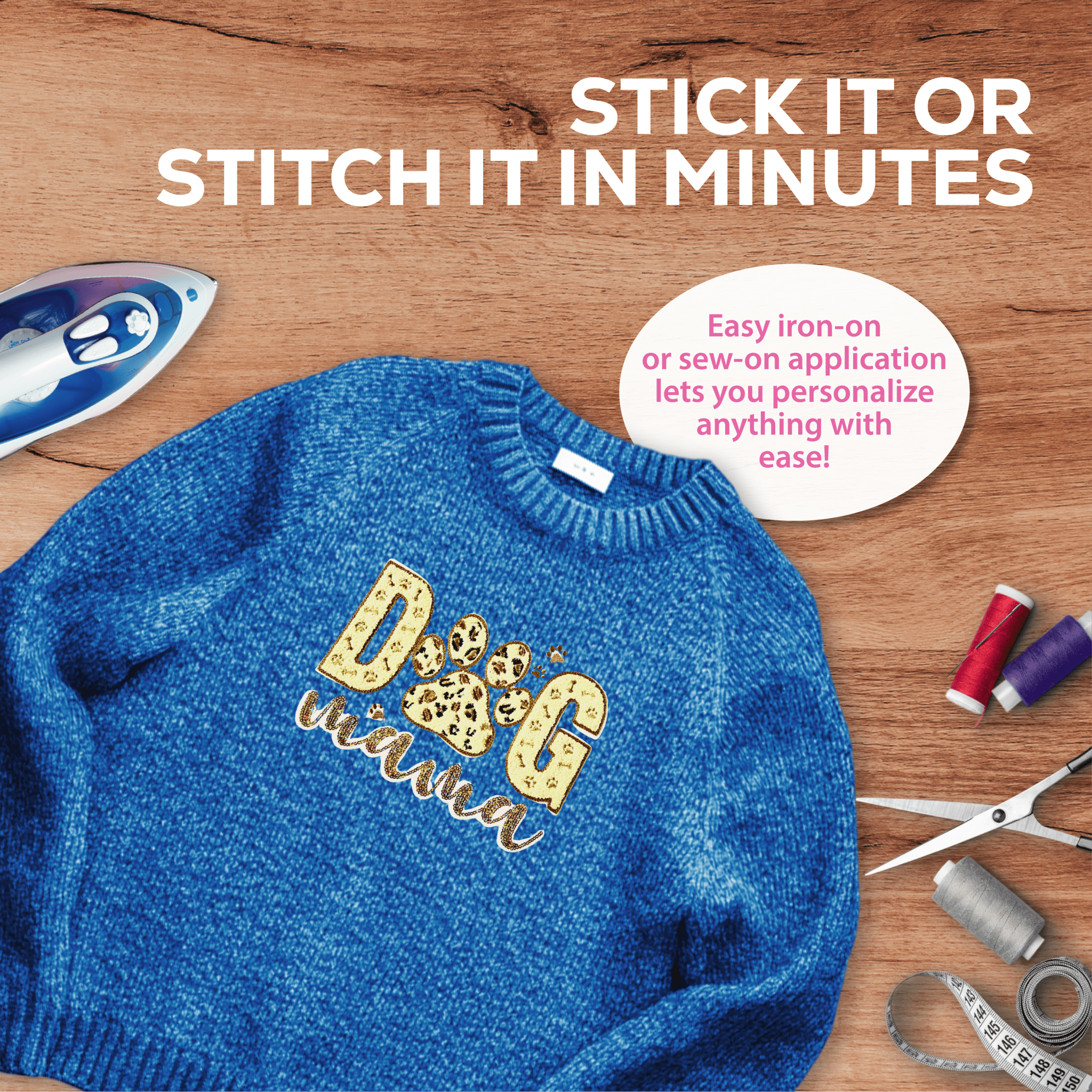 Dog Mama Chenille Patch - Rolled Up Printing