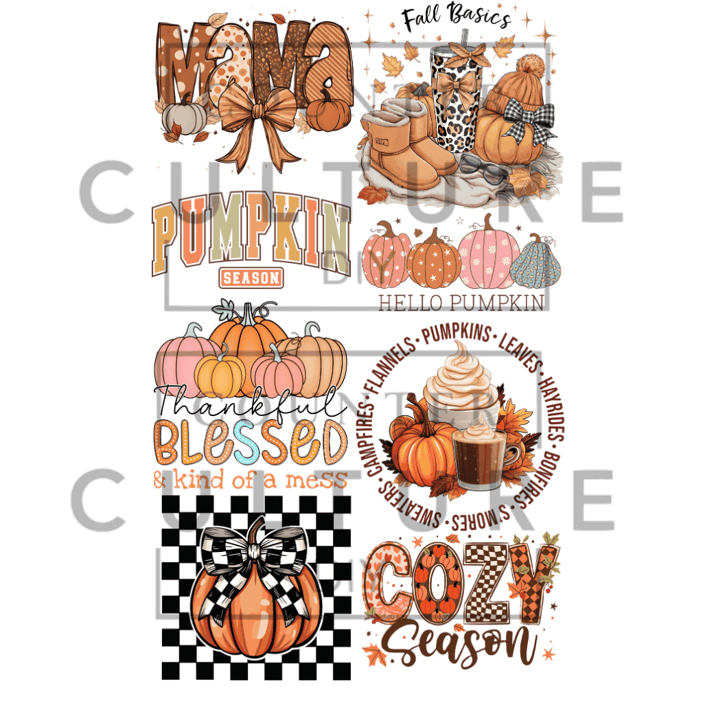 Fall Basics DTF Gang Sheet - Rolled Up Printing