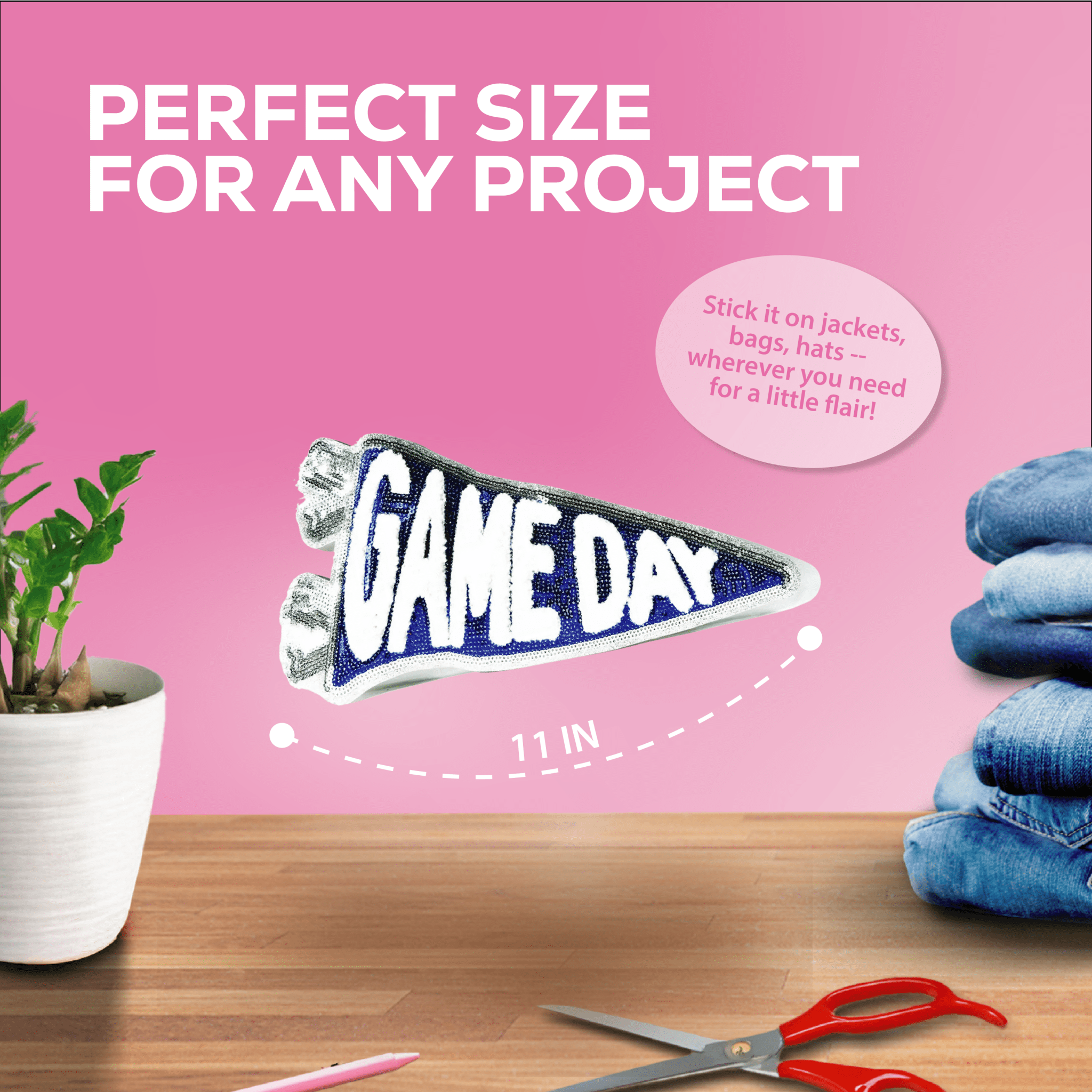 Game Day Chenille Patch – Blue & Silver Sequin Spirit! - Rolled Up Printing