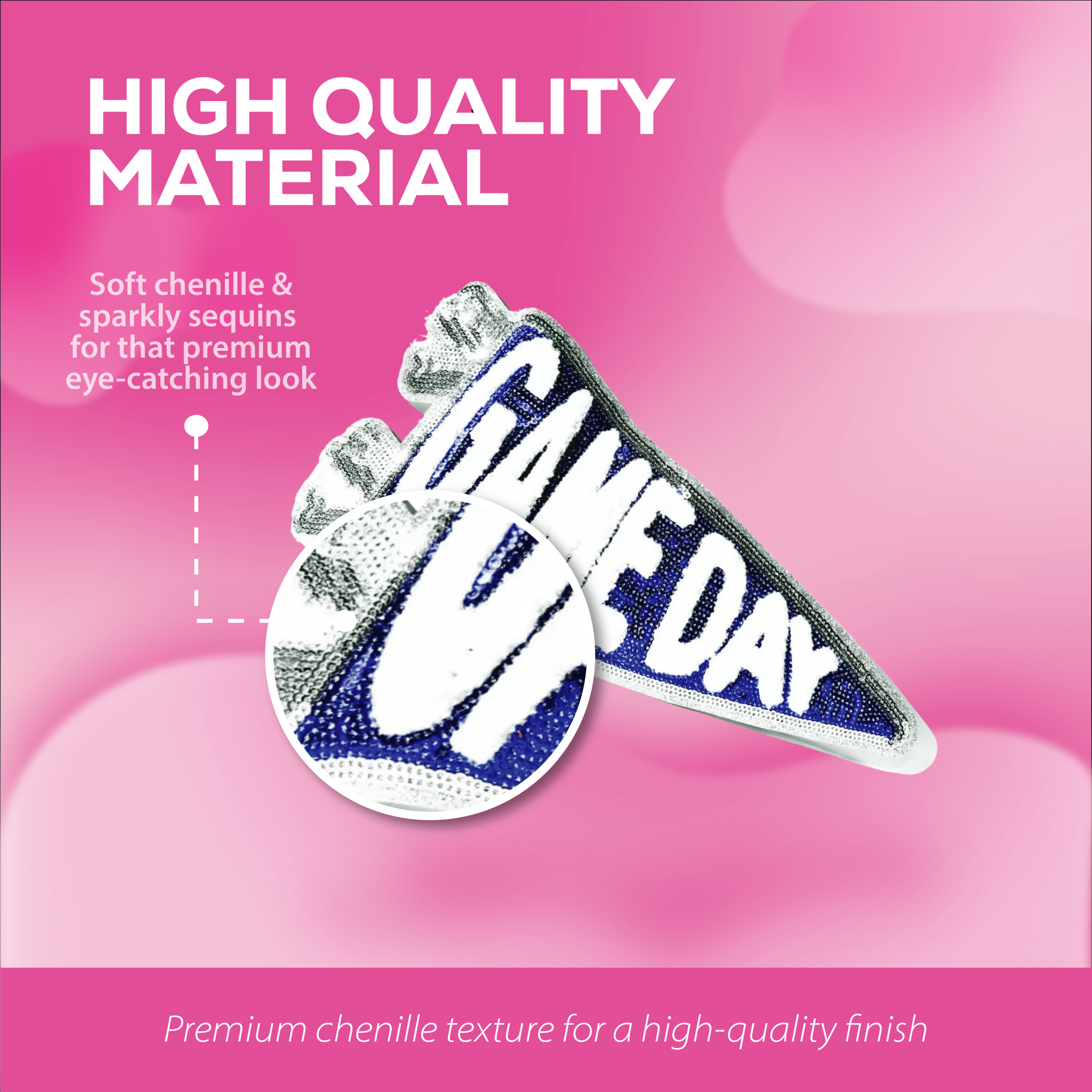 Game Day Chenille Patch – Blue & Silver Sequin Spirit! - Rolled Up Printing