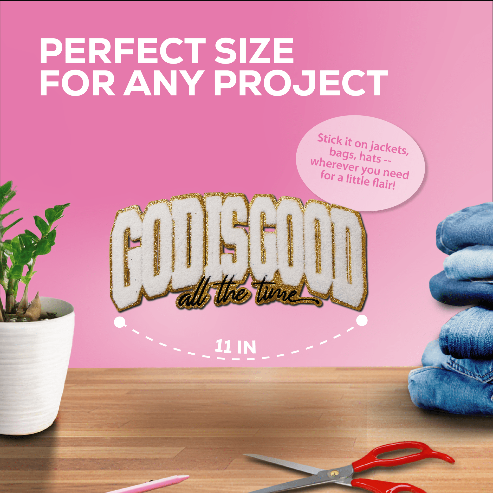 "God is Good" Chenille Patch - Rolled Up Printing