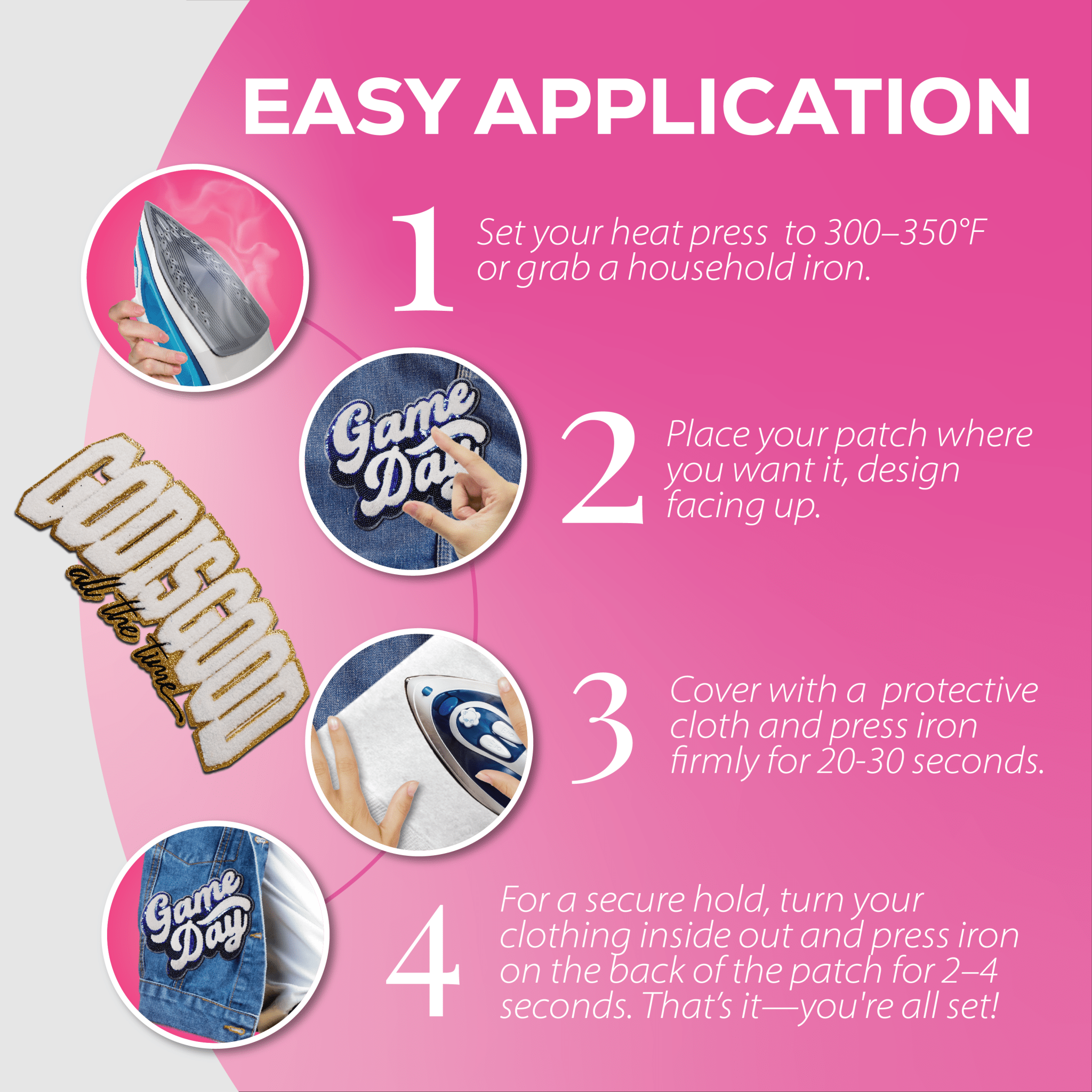 "God is Good" Chenille Patch - Rolled Up Printing