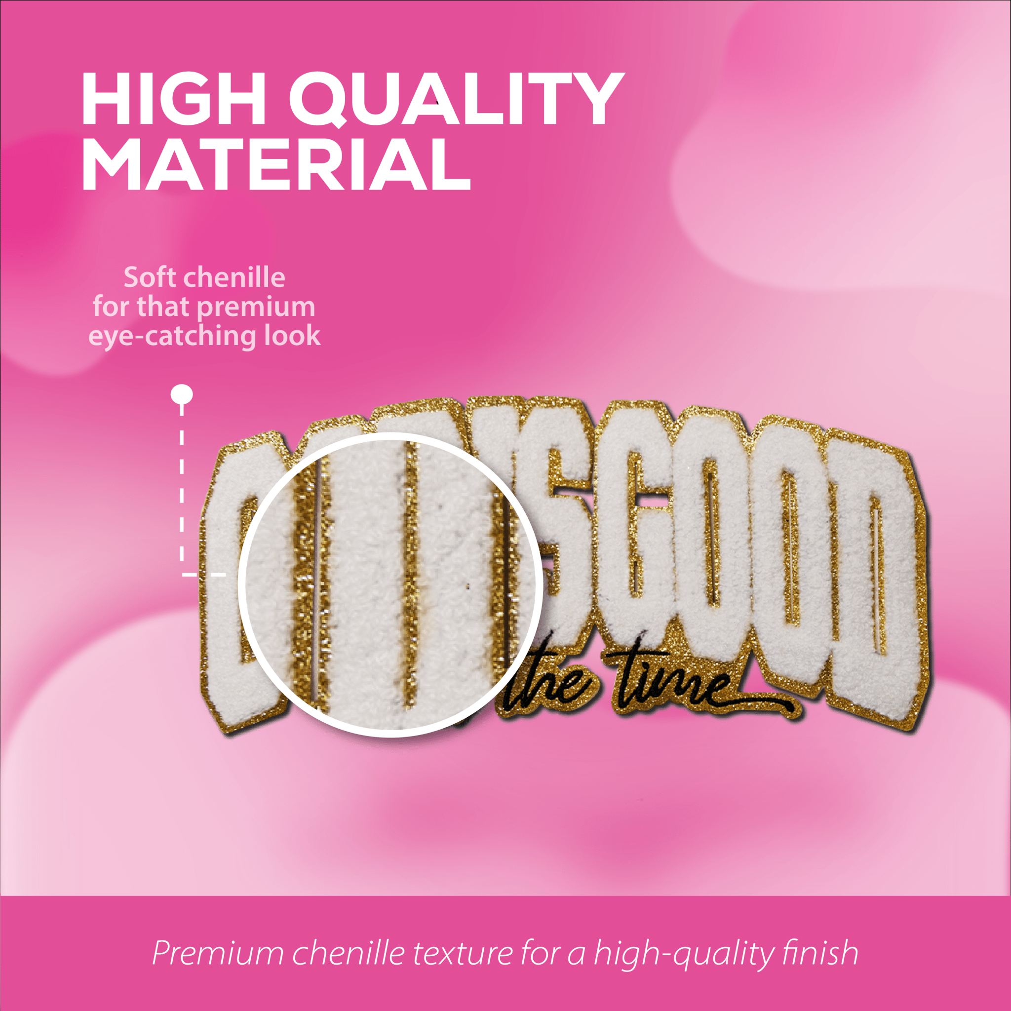 "God is Good" Chenille Patch - Rolled Up Printing