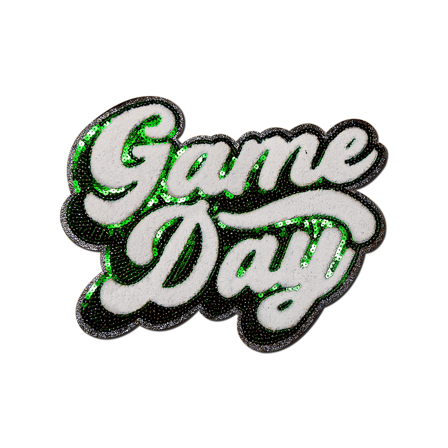 Green "Game Day" Chenille Patch - Rolled Up Printing
