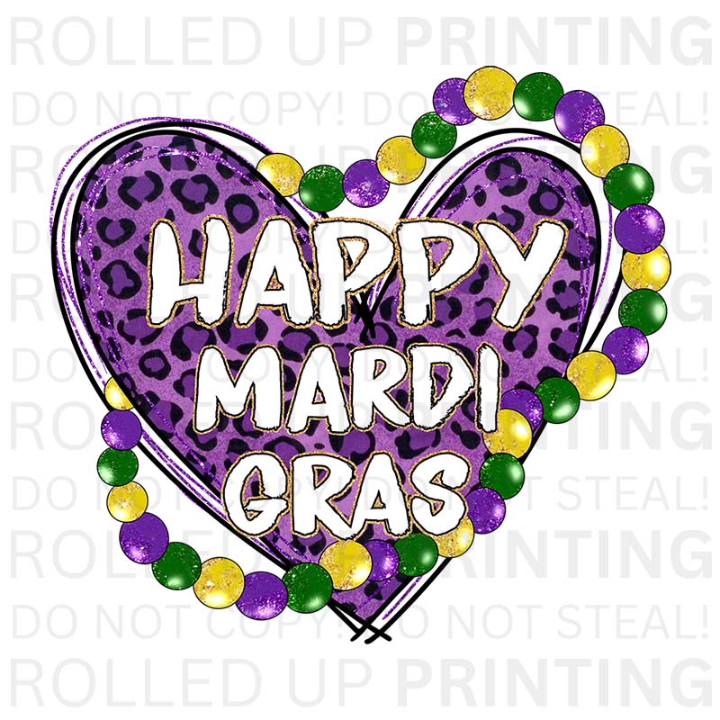 Happy Mardi Gras UV DTF Sticker: Festive and Fun - Rolled Up Printing