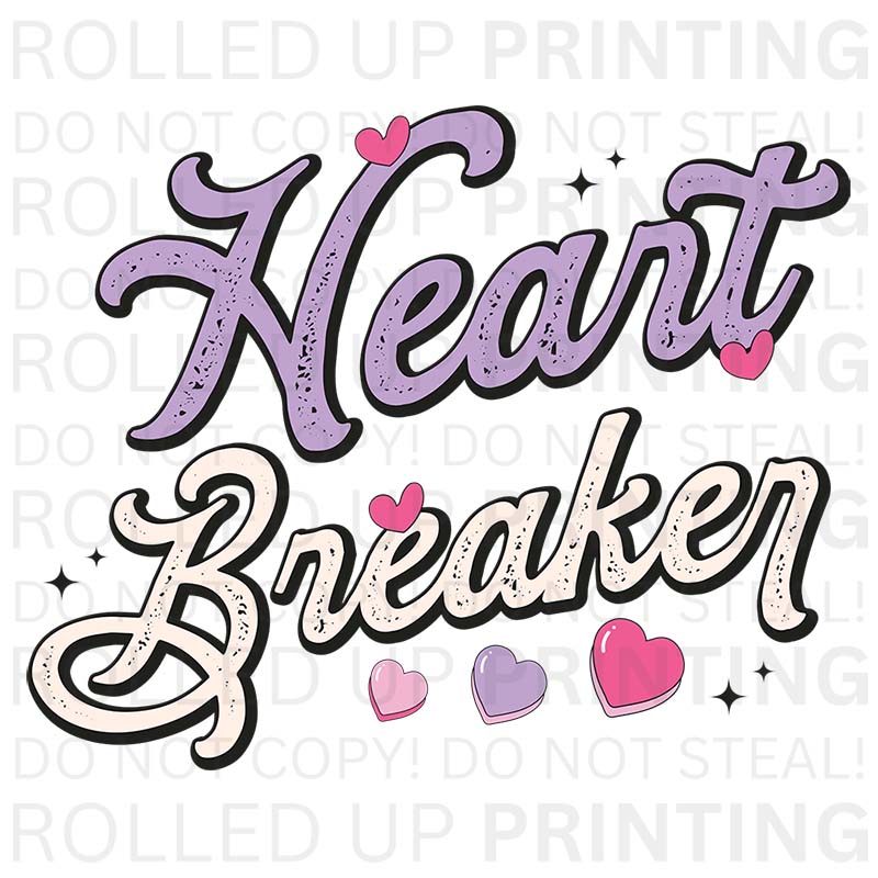 Heart Breaker UV DTF Sticker: Express Your Bold Style - Rolled Up Printing
