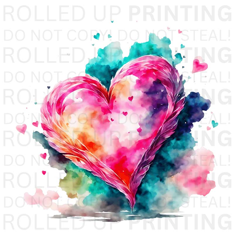 Heart UV DTF Sticker: Perfect for Love and Affection - Rolled Up Printing