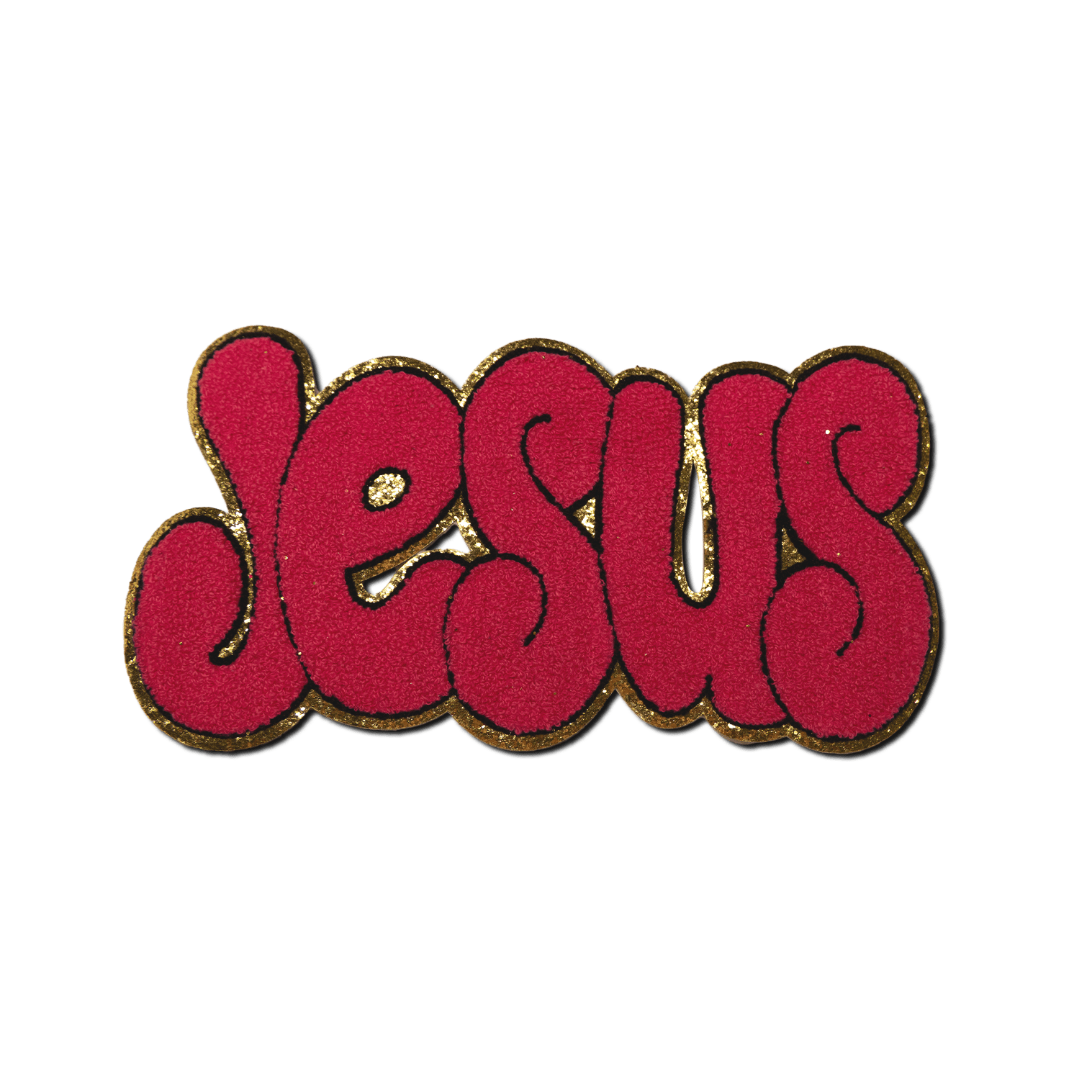 "Jesus" in Pink Patch - Rolled Up Printing