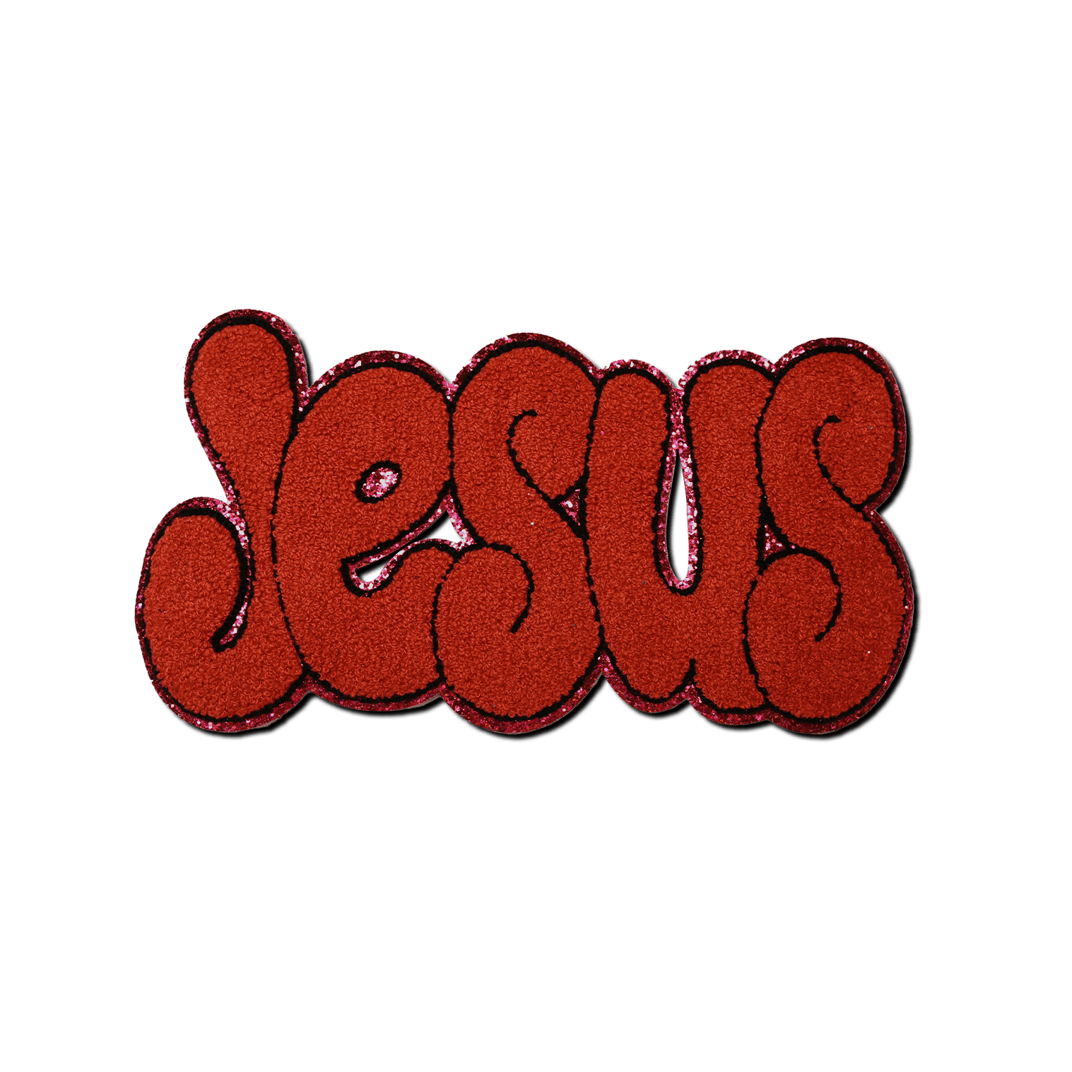 "Jesus" in Red Patch - Rolled Up Printing