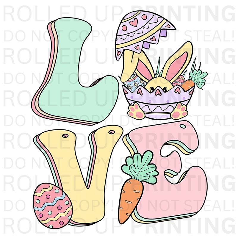 Love Easter UV DTF Sticker: Perfect for Spring Celebrations - Rolled Up Printing
