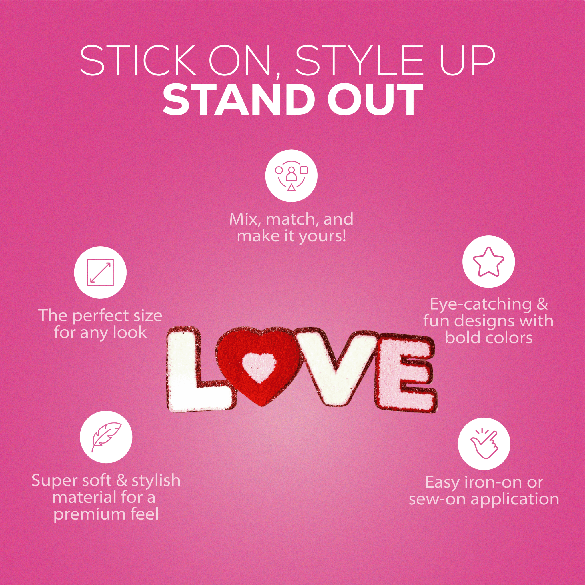 Love Patch - Sequin & Embroidered - Rolled Up Printing