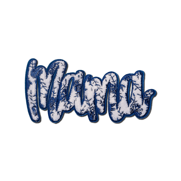 "Mama" Blue Floral Chenille Patch