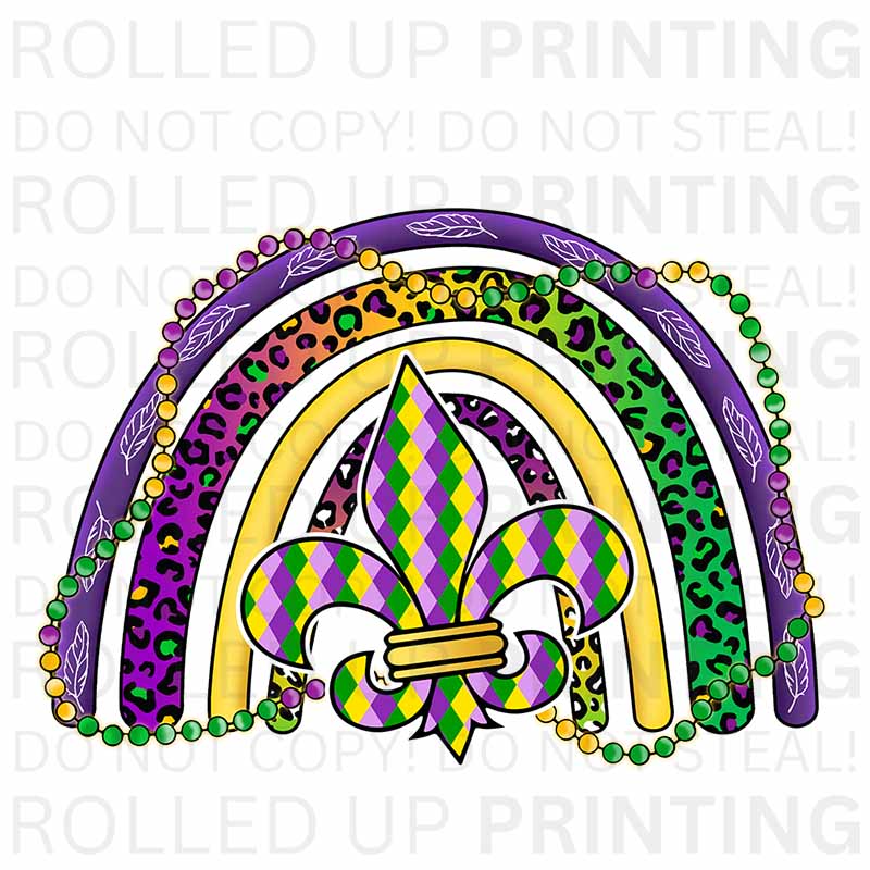 Mardi Gras Rainbow UV DTF Sticker: Colorful Festive Fun - Rolled Up Printing