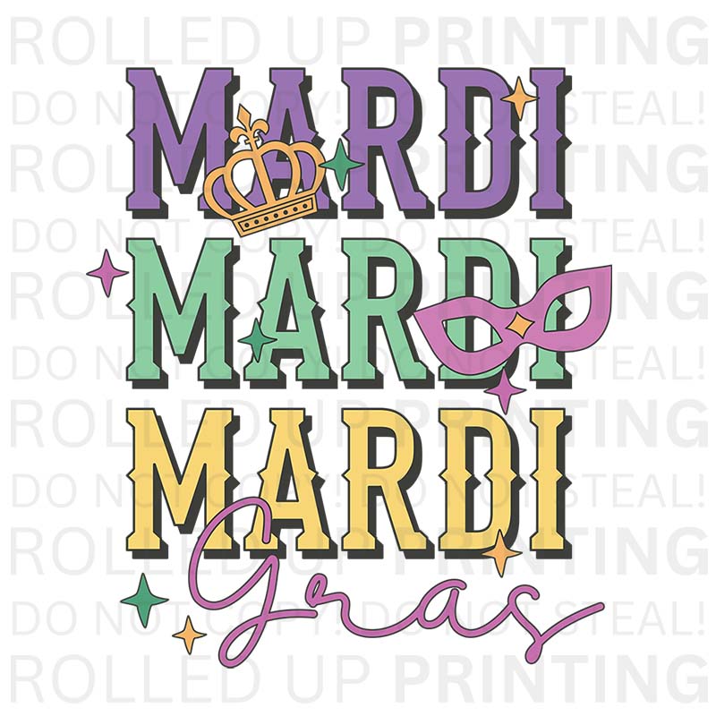 Mardi Mardi Mardi UV DTF Sticker: Celebrate with Style - Rolled Up Printing