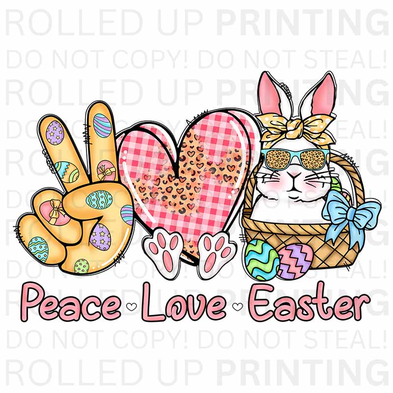Peace Love Easter UV DTF Sticker: Celebrate Spring Joy - Rolled Up Printing