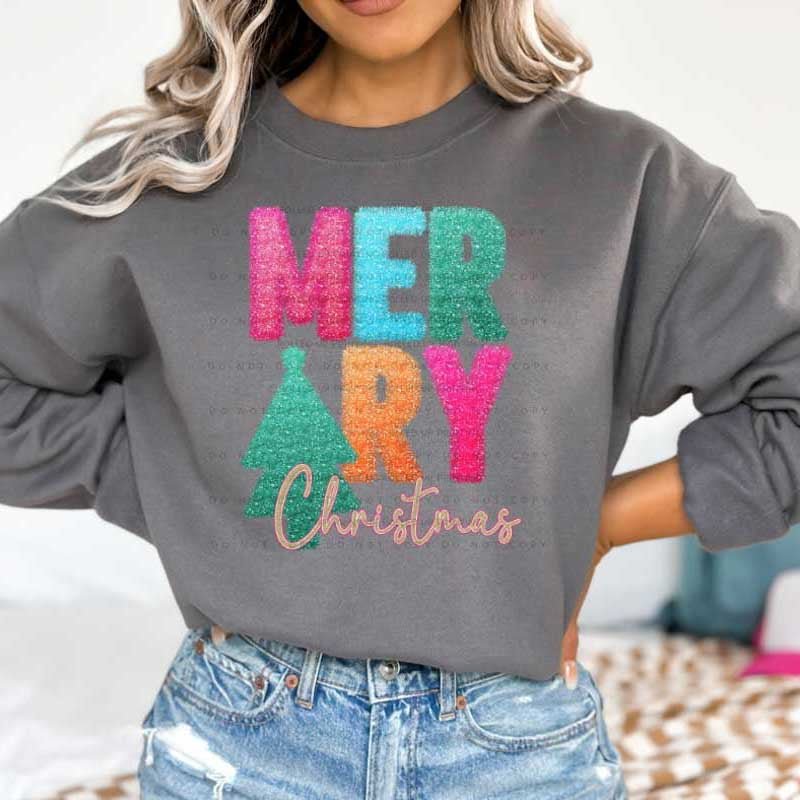 Sequin Tinsel Christmas DTF Transfer: Festive Design Fun - Rolled Up Printing