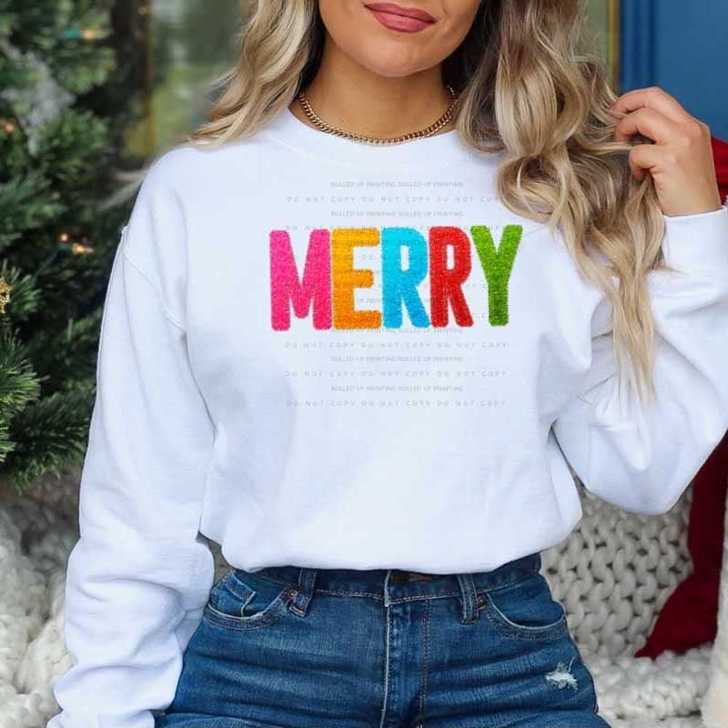 Sequin Tinsel Christmas DTF Transfer: Festive Design Fun - Rolled Up Printing