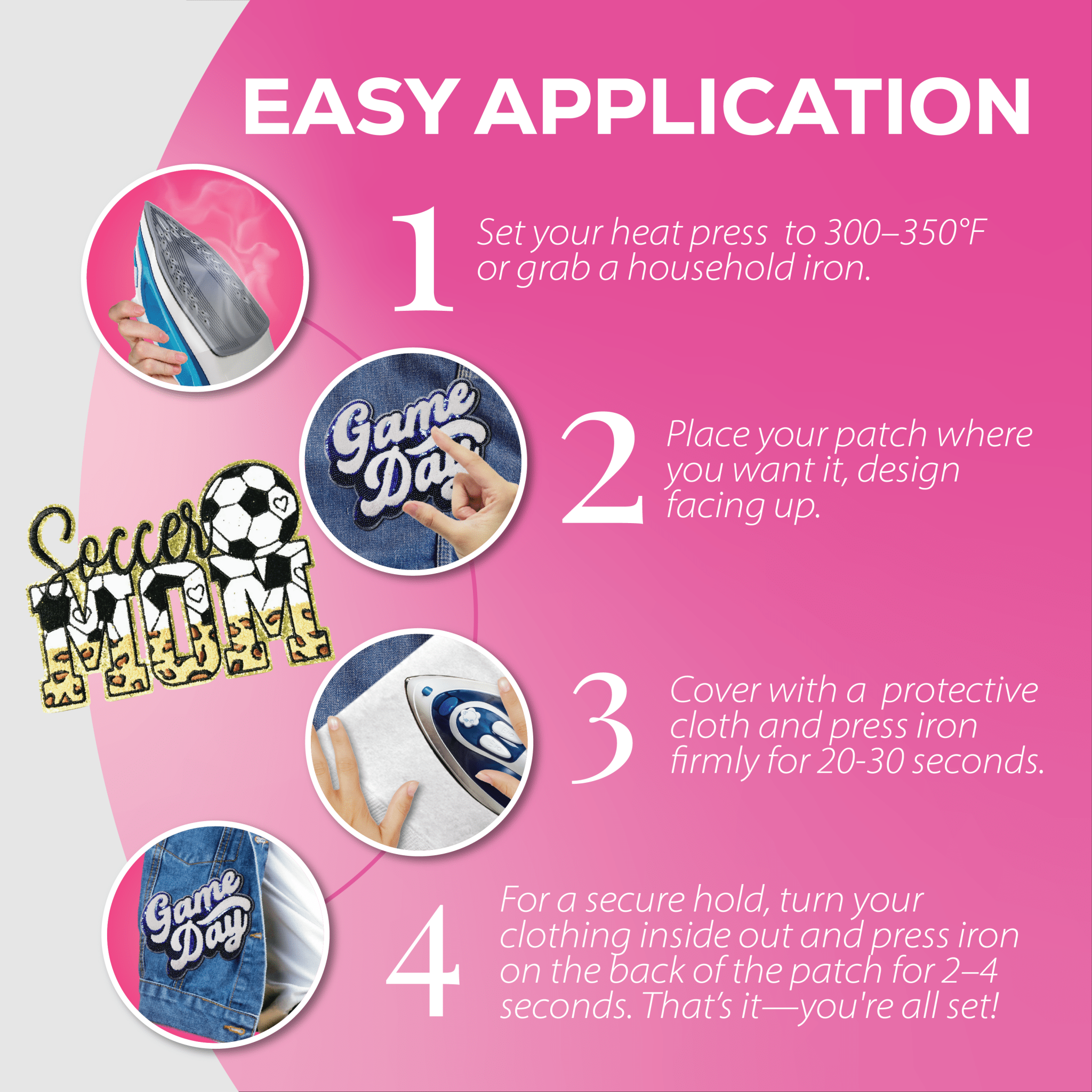 Soccer MOM Patch - Rolled Up Printing