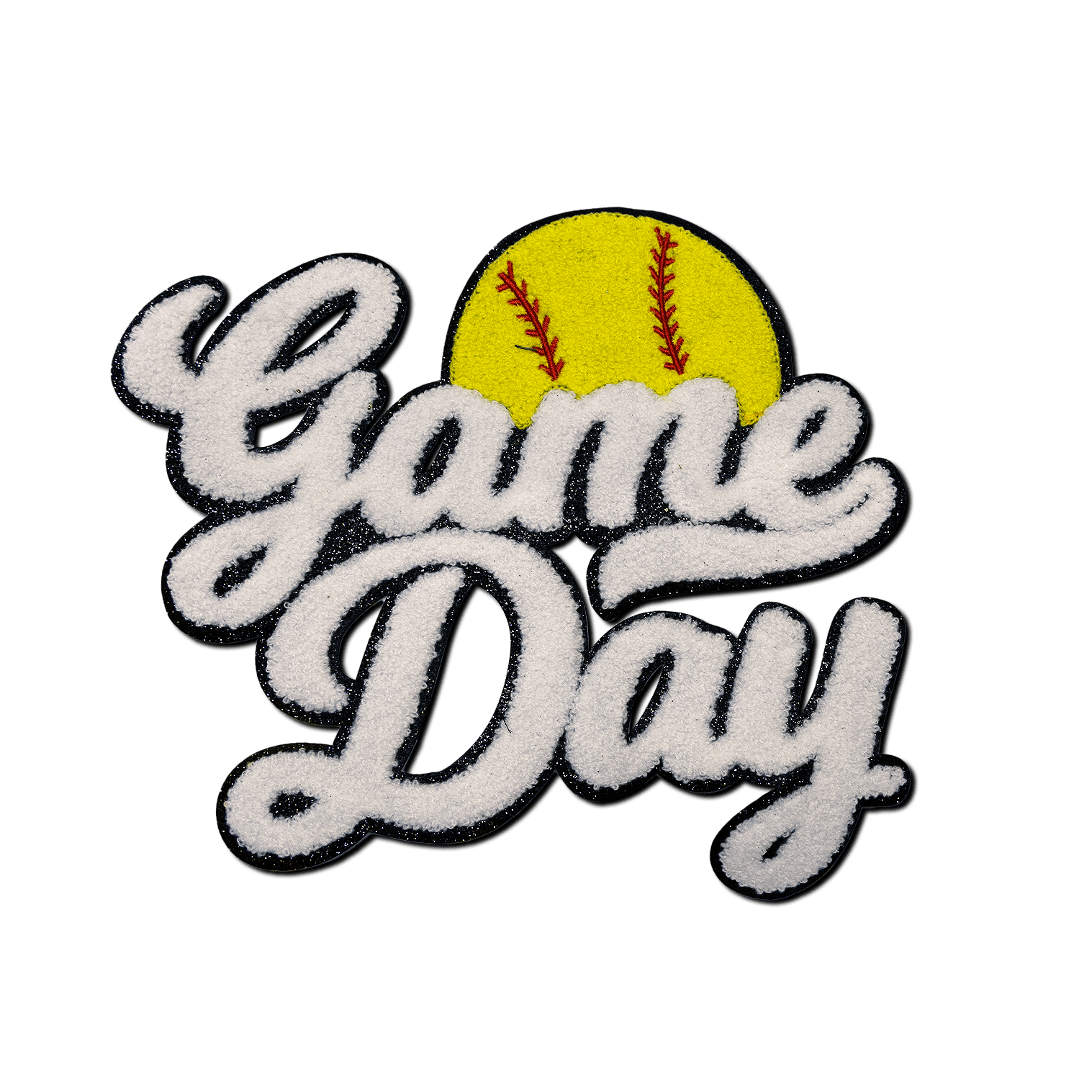 Softball "Game Day" Embroidered Patch - Rolled Up Printing