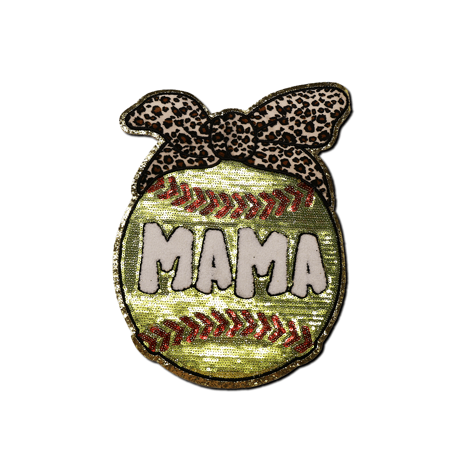 Softball "MAMA" with Cheetah Headband Patch - Rolled Up Printing
