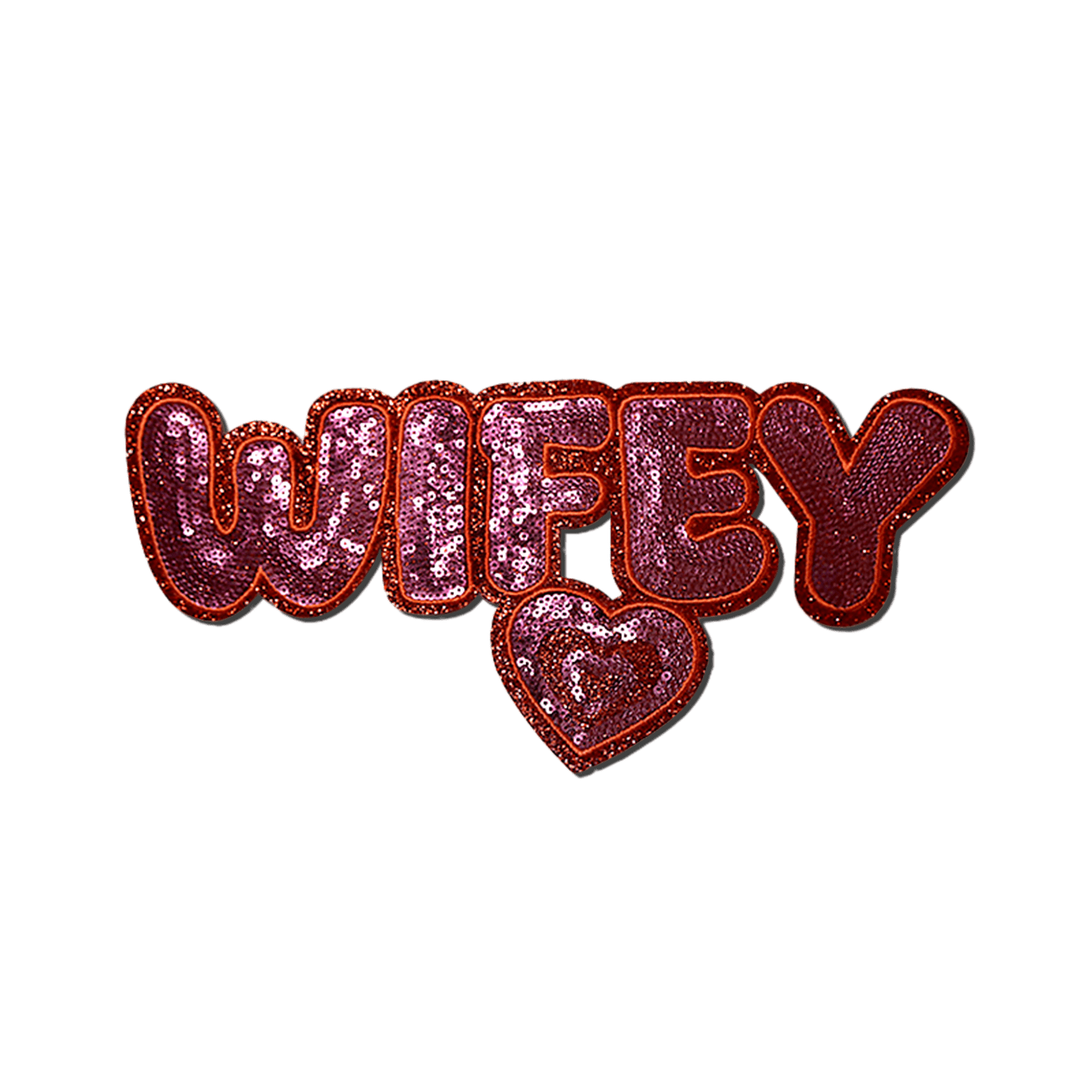 "Wifey" Red Heart sequin Chenille Patch - Rolled Up Printing