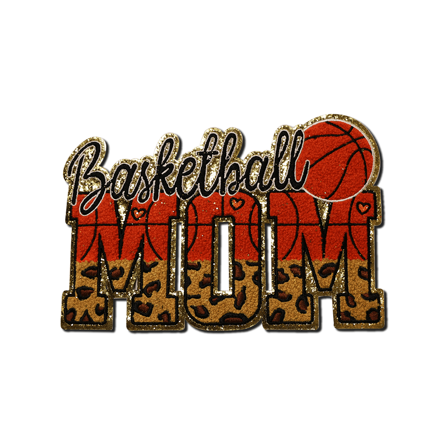 Basketball Mom Chenille Patch - Rolled Up Printing