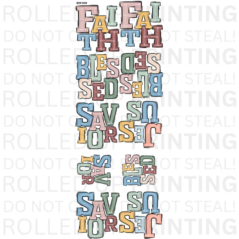 Blocky Faith DTF Sheet: Unique Designs for Your Creative Needs - Rolled Up Printing