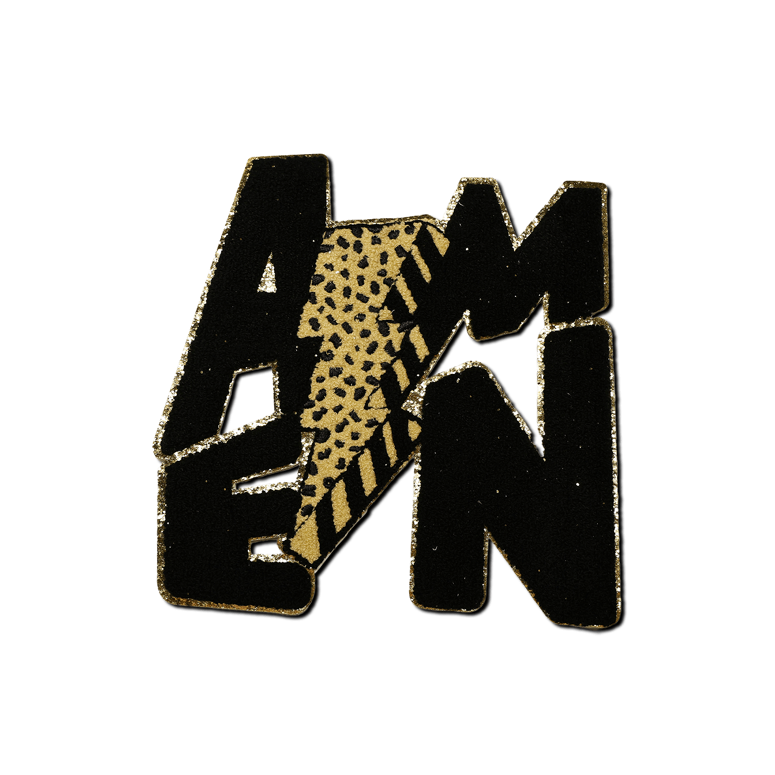 Cheetah Lightning Bolt "AMEN" Patch - Rolled Up Printing