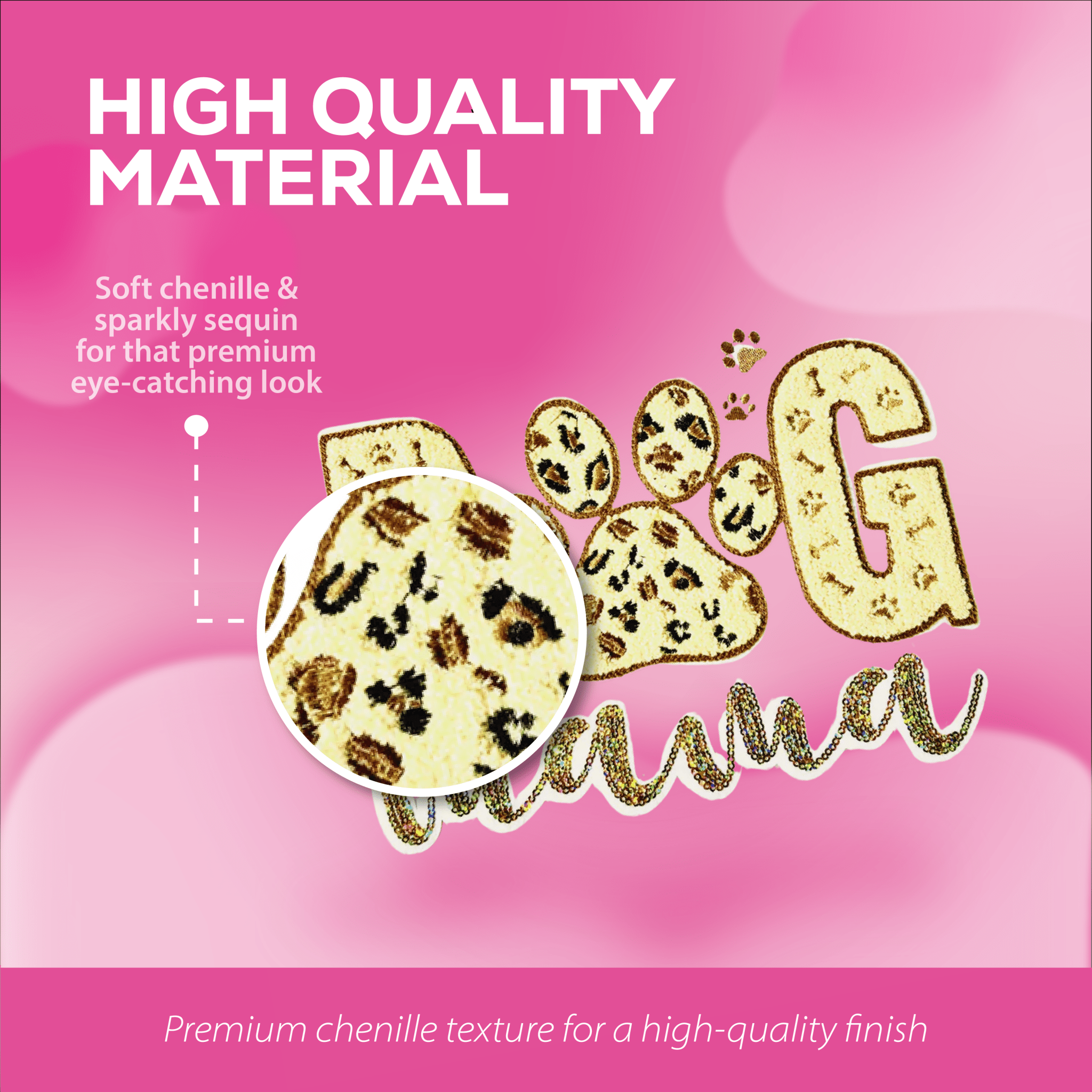 Dog Mama Chenille Patch - Rolled Up Printing