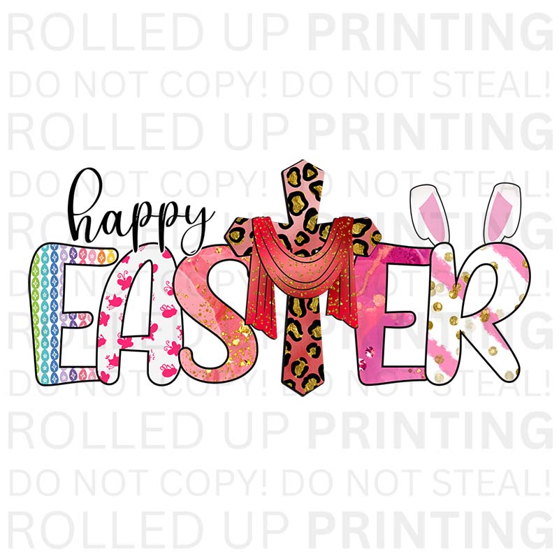 Happy Easter Cross UV DTF Sticker