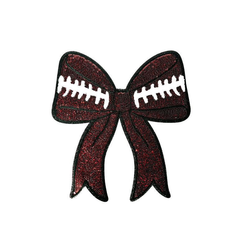 Football Bow Chenille Patch - Rolled Up Printing