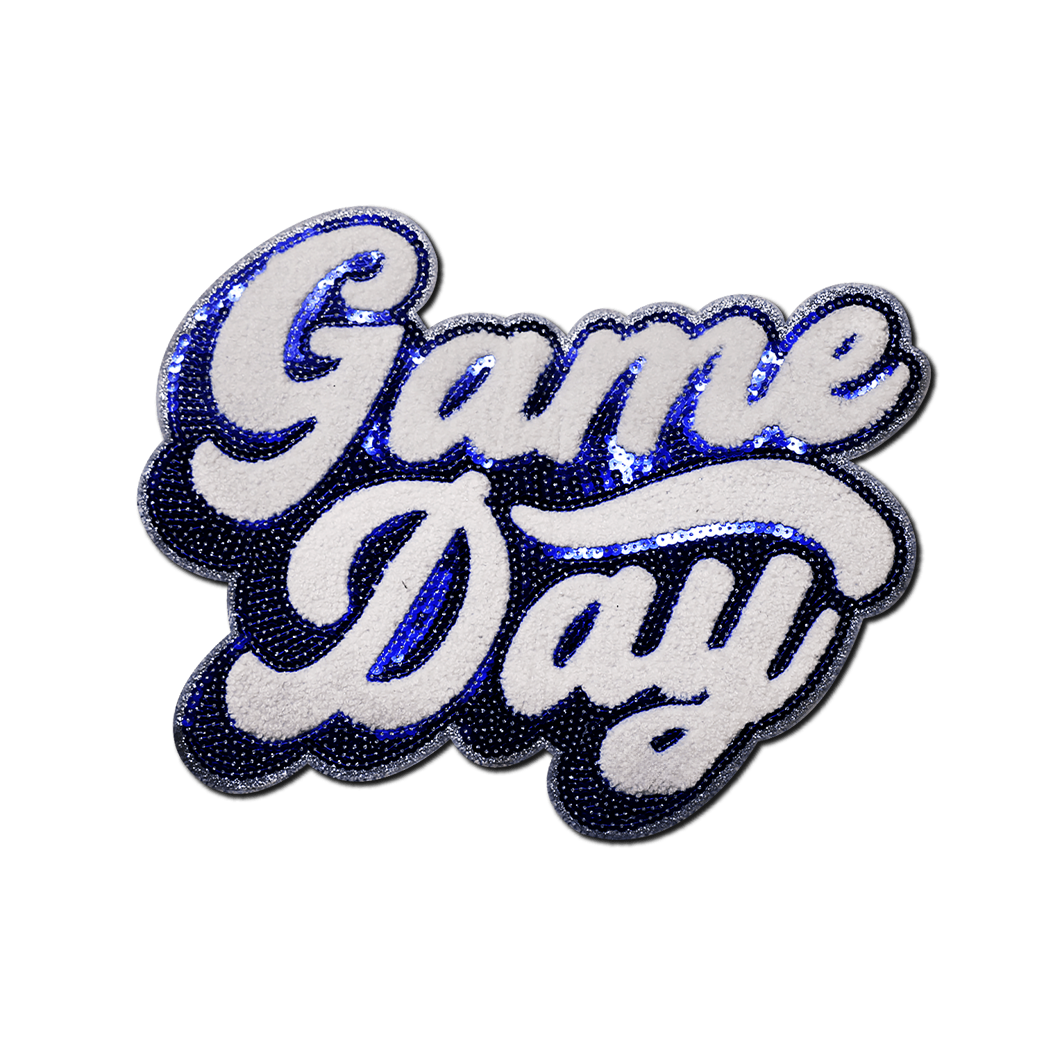 Game Day Blue Chenille Patch - Rolled Up Printing