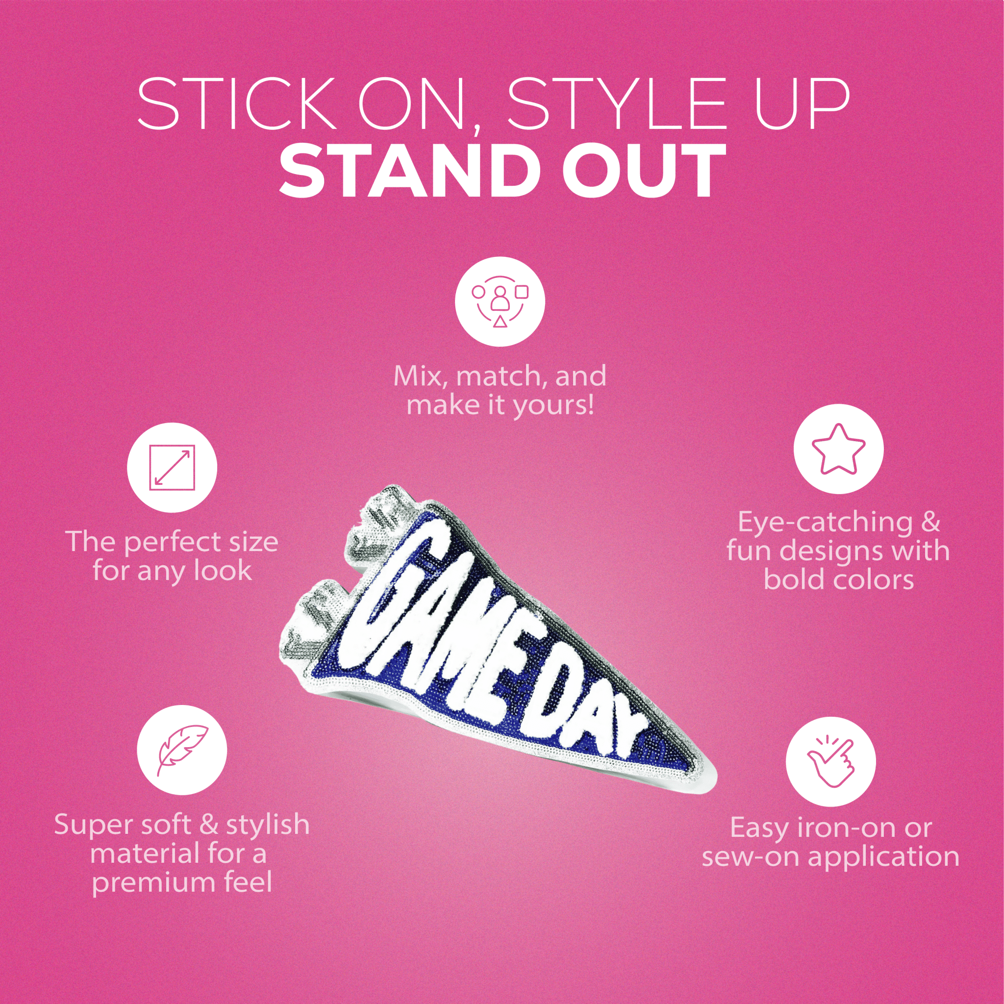 Game Day Chenille Patch – Blue & Silver Sequin Spirit! - Rolled Up Printing