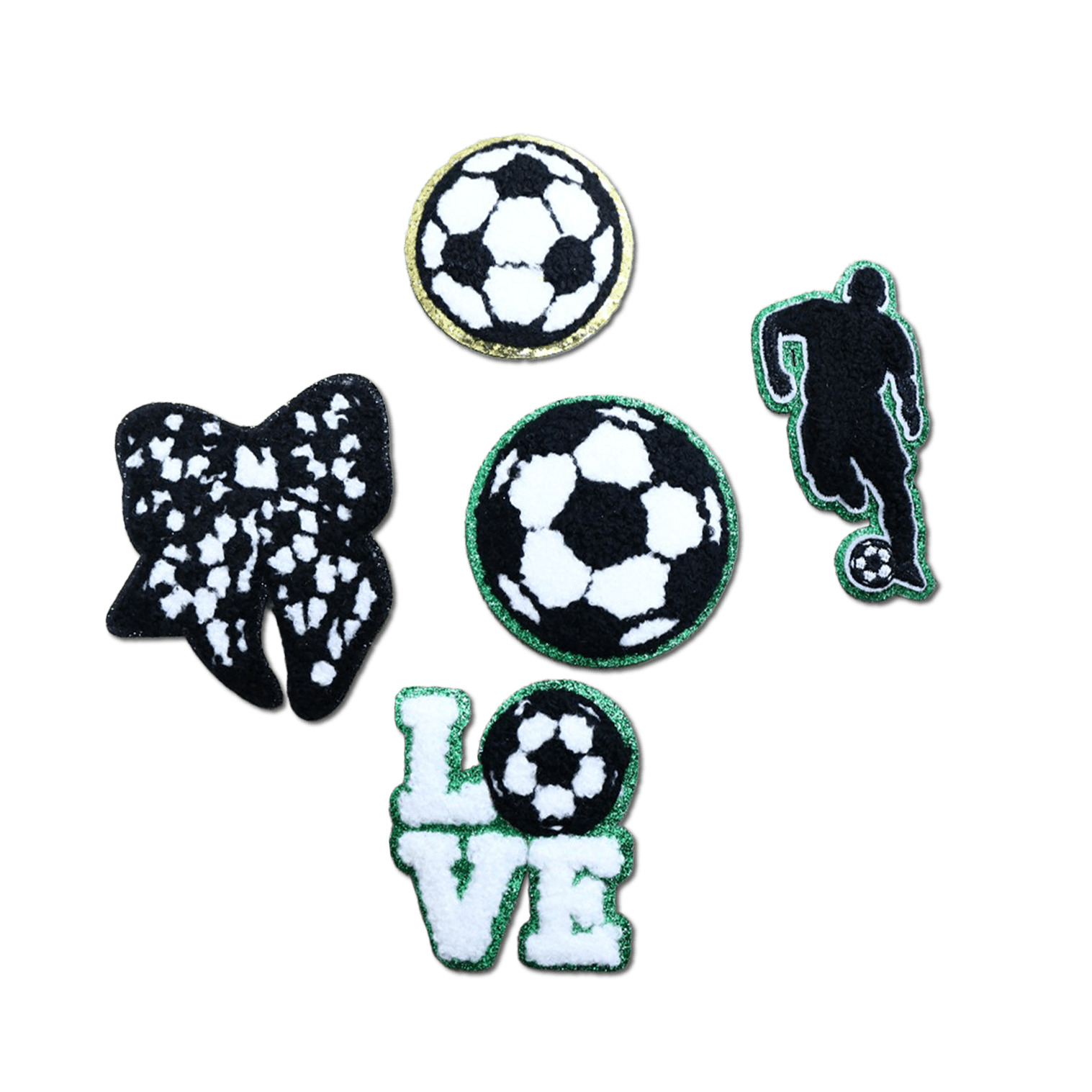 Hat Patches: Soccer (set of 5) - Rolled Up Printing