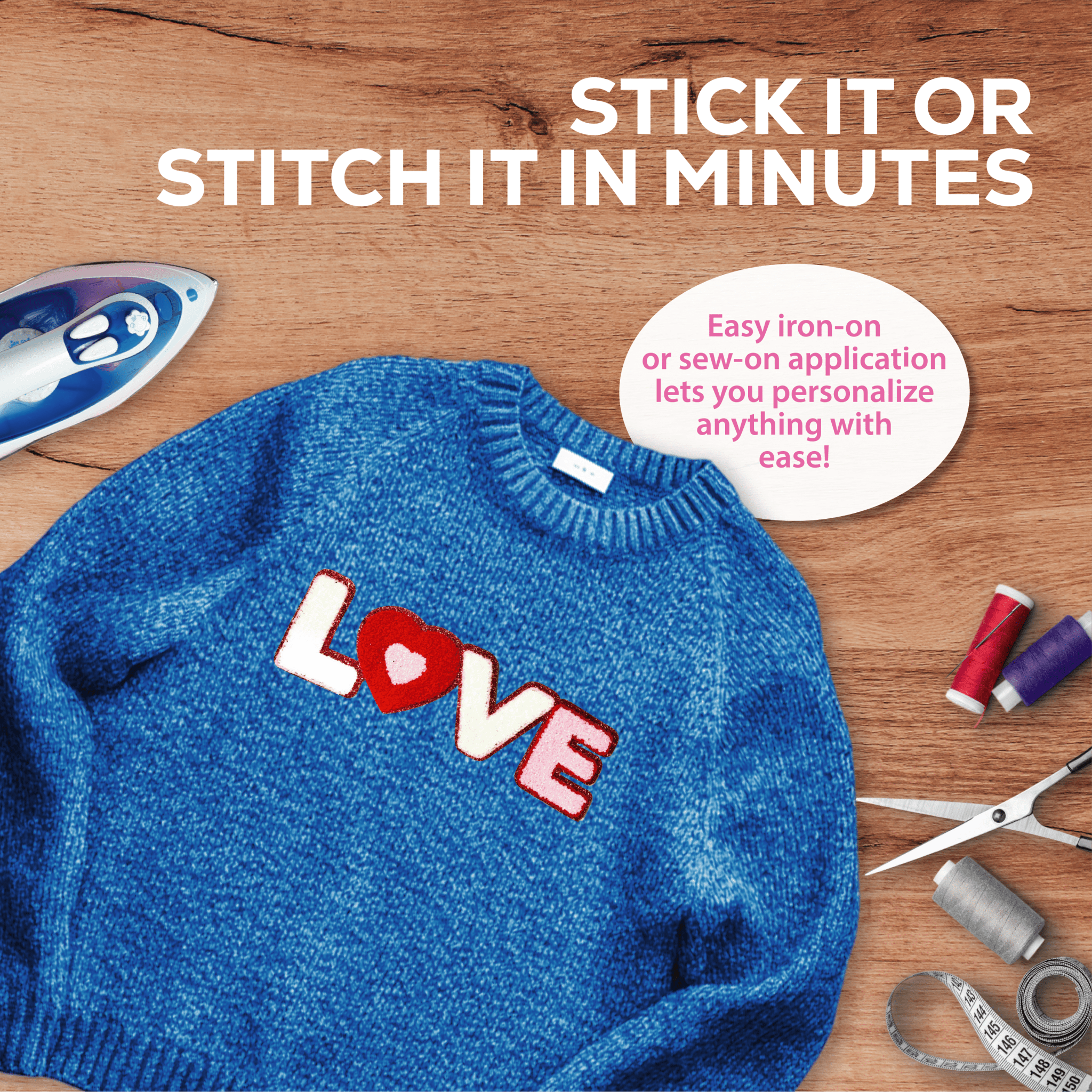 Love Patch - Sequin & Embroidered - Rolled Up Printing