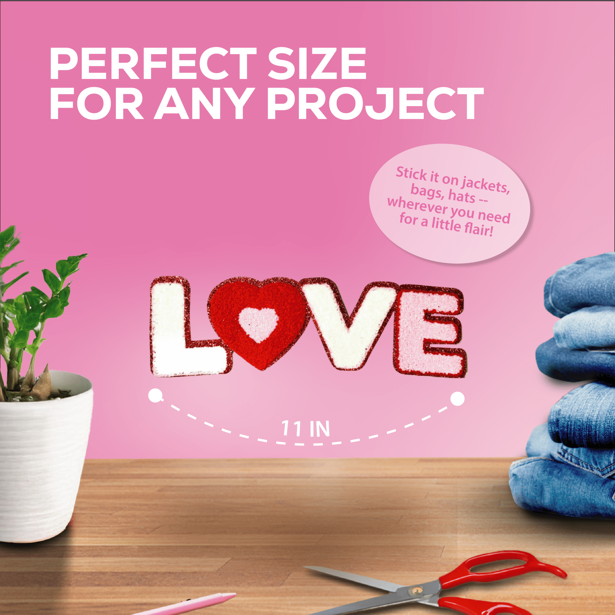 Love Patch - Sequin & Embroidered - Rolled Up Printing