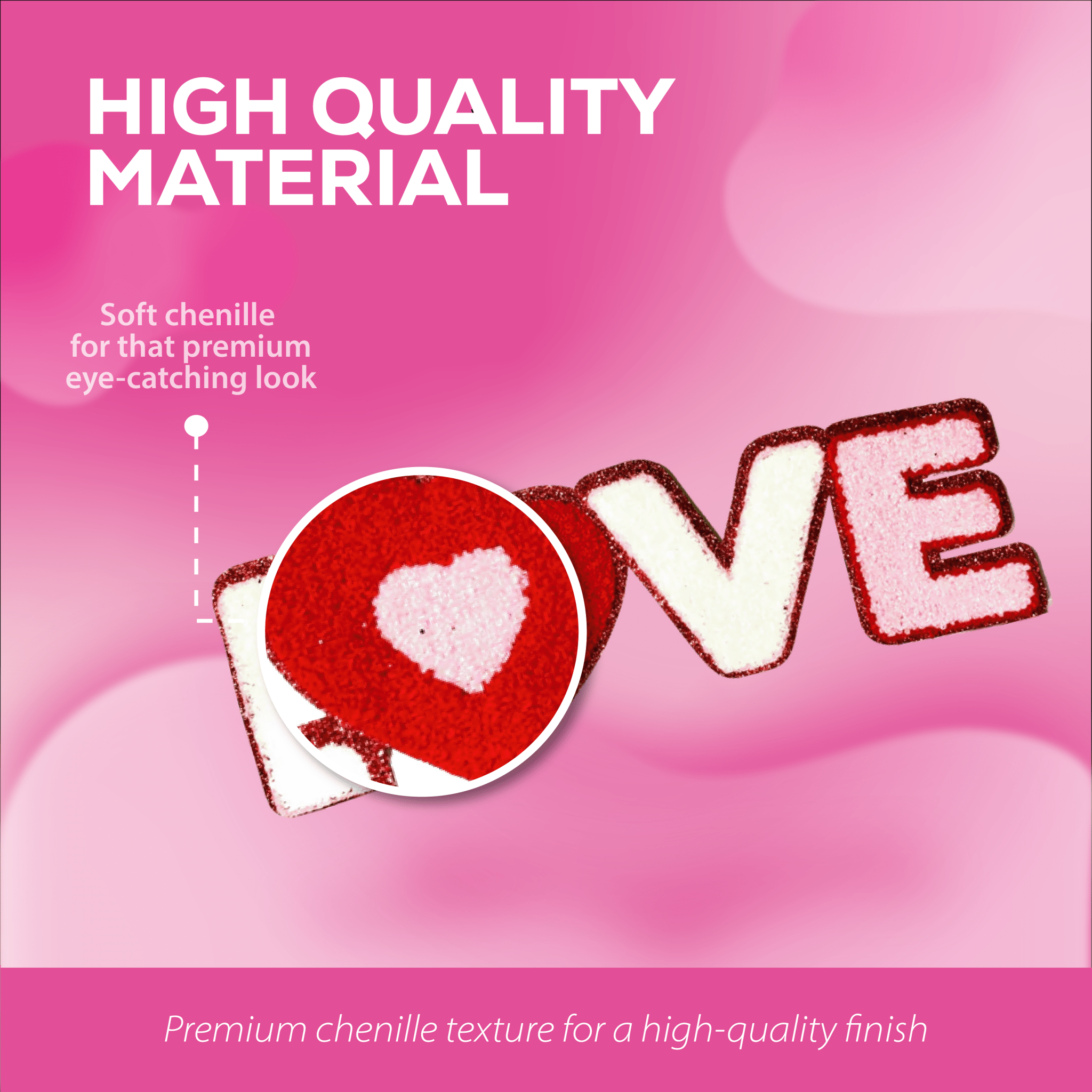 Love Patch - Sequin & Embroidered - Rolled Up Printing