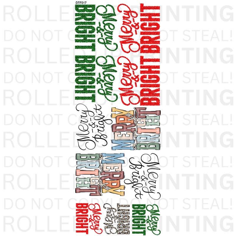 Merry & Bright DTF Transfer: Ideal for Holiday Projects - Rolled Up Printing