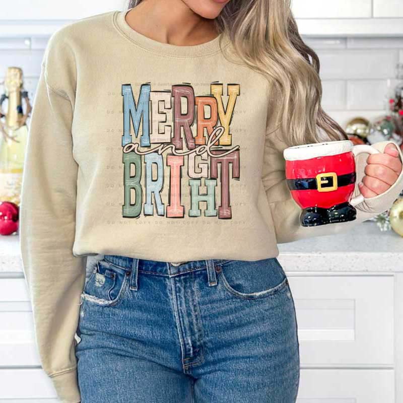 Merry & Bright DTF Transfer: Ideal for Holiday Projects - Rolled Up Printing