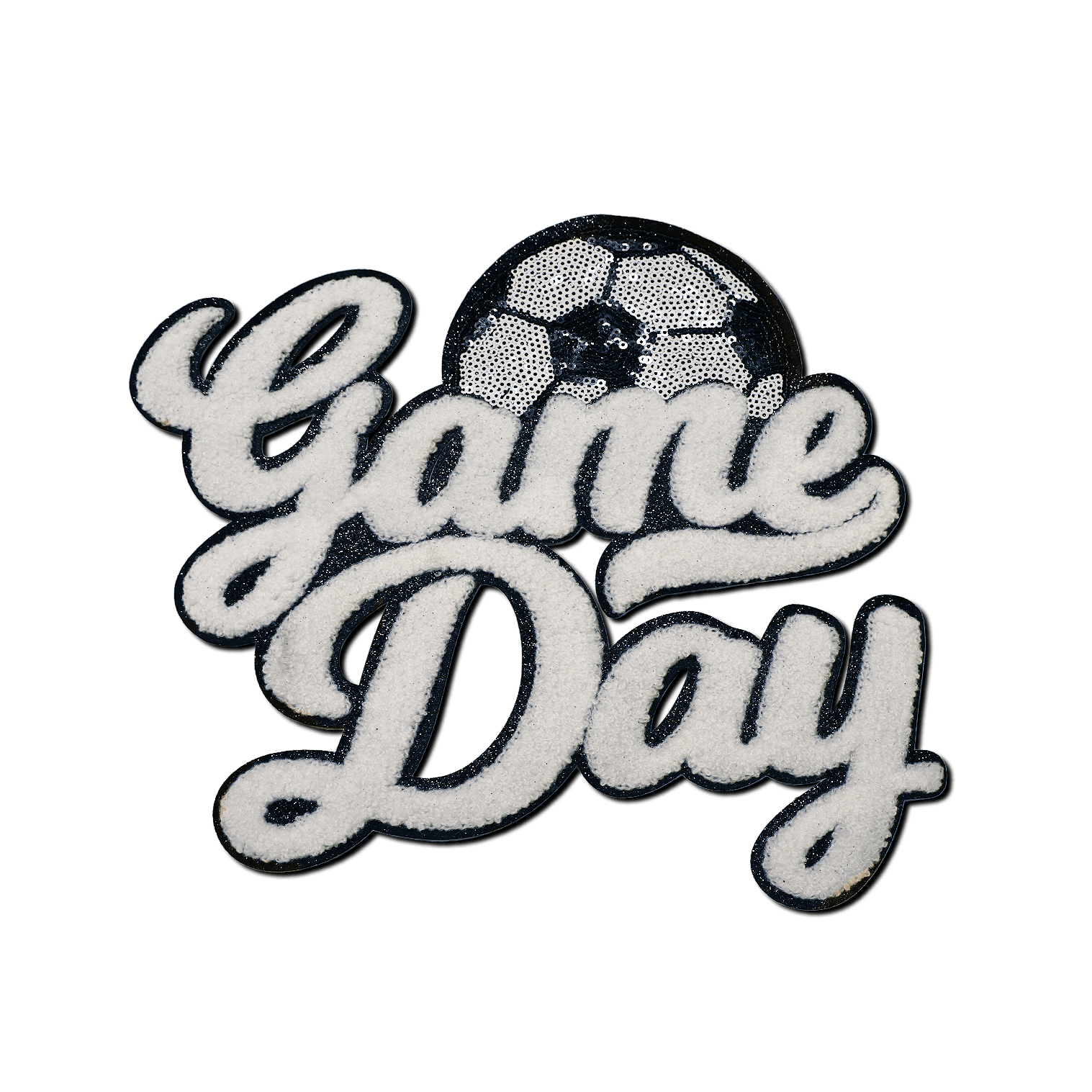 Soccer "Game Day" Embroidered Patch - Rolled Up Printing