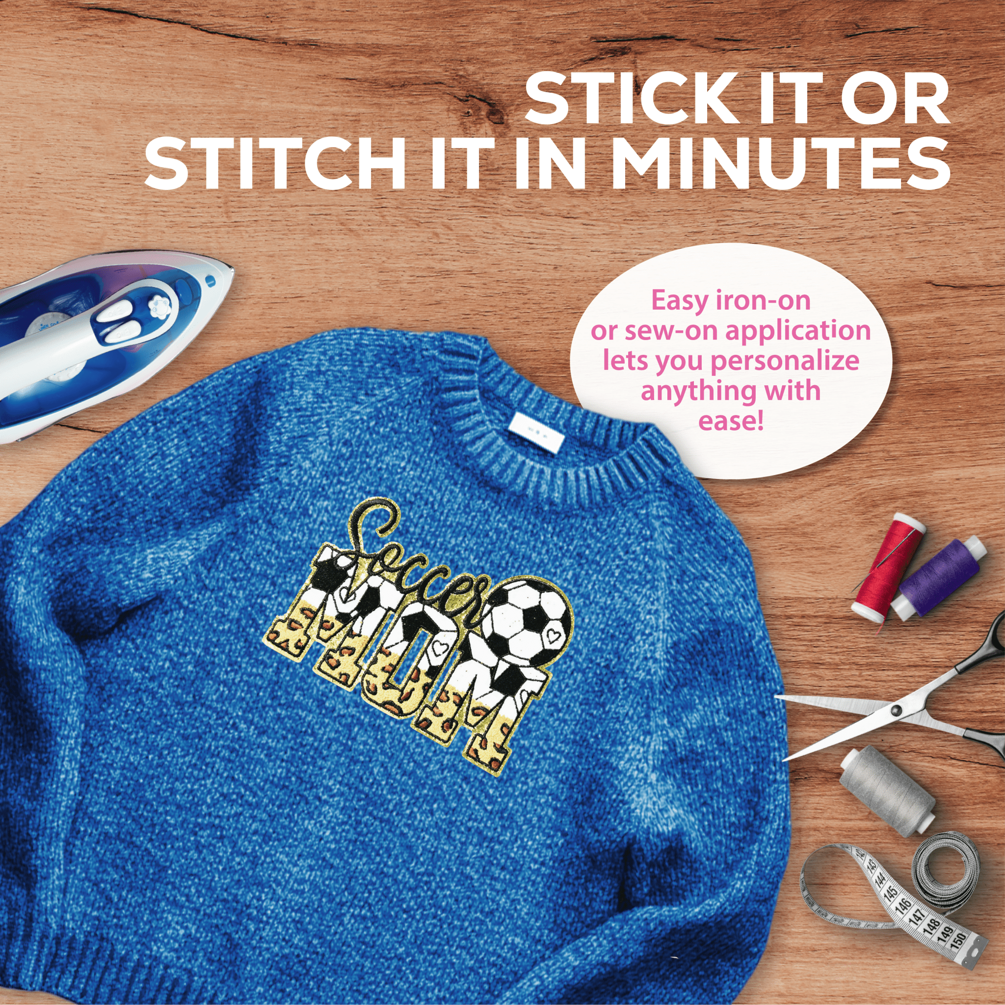 Soccer MOM Patch - Rolled Up Printing