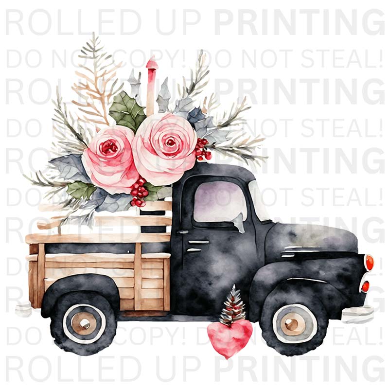 Truck With Roses UV DTF Sticker