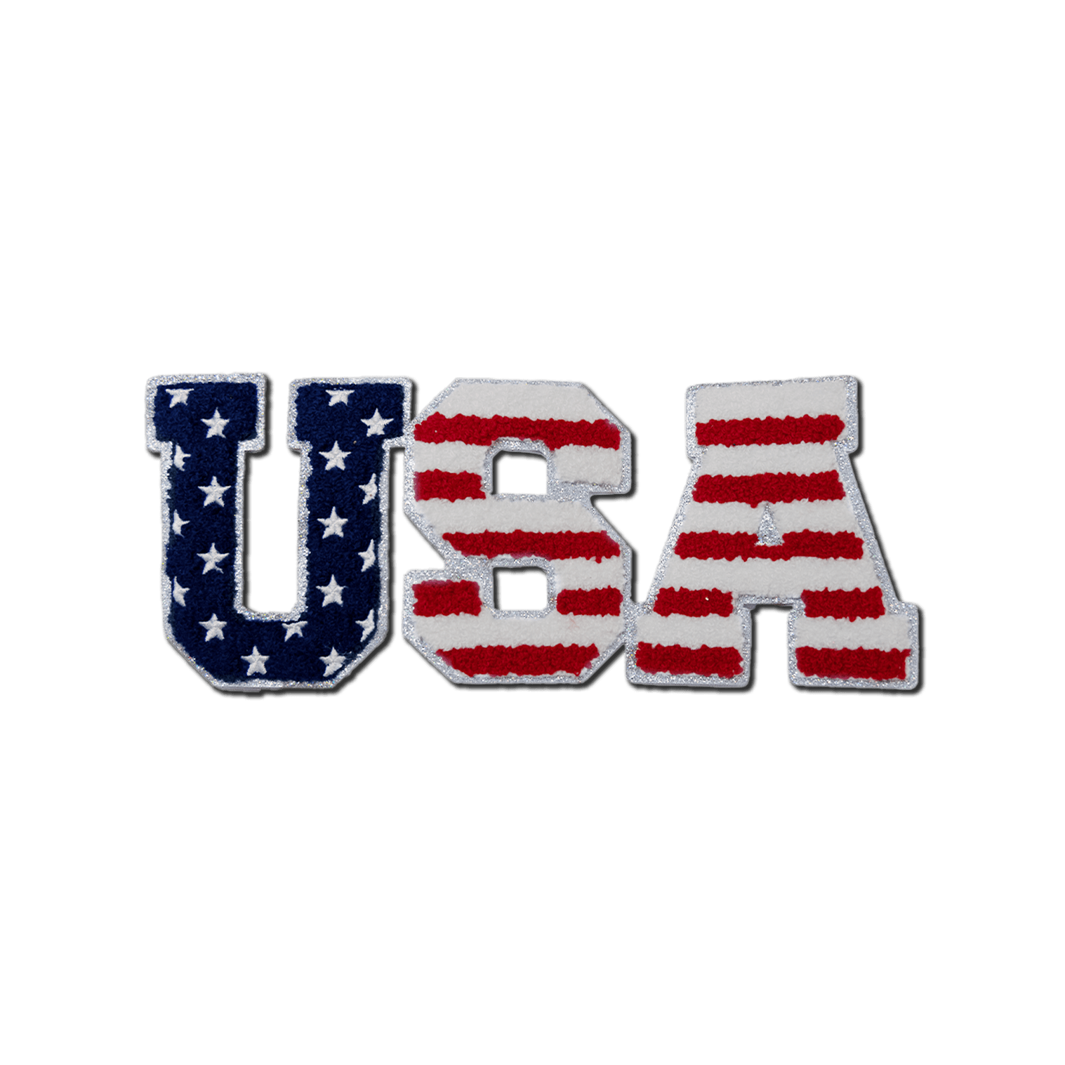 "USA" Flag Pattern Patch – Chenille Patch - Rolled Up Printing